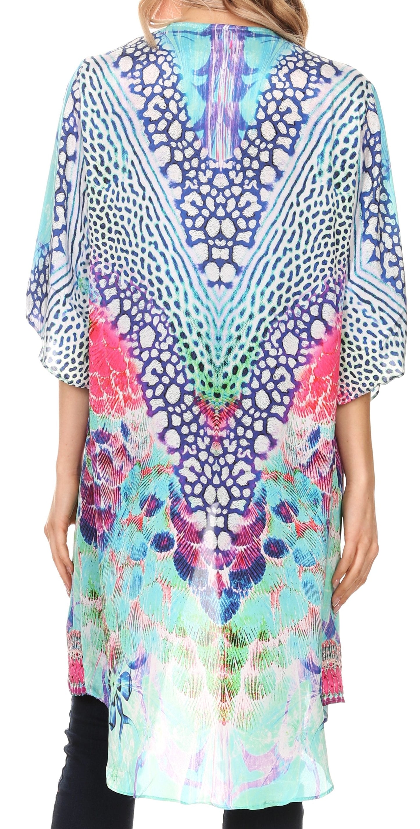 Sakkas Denora Women's Casual Draped Kimono Short Sleeve Boho Open Front Cardigan - Concordia Style Boutique