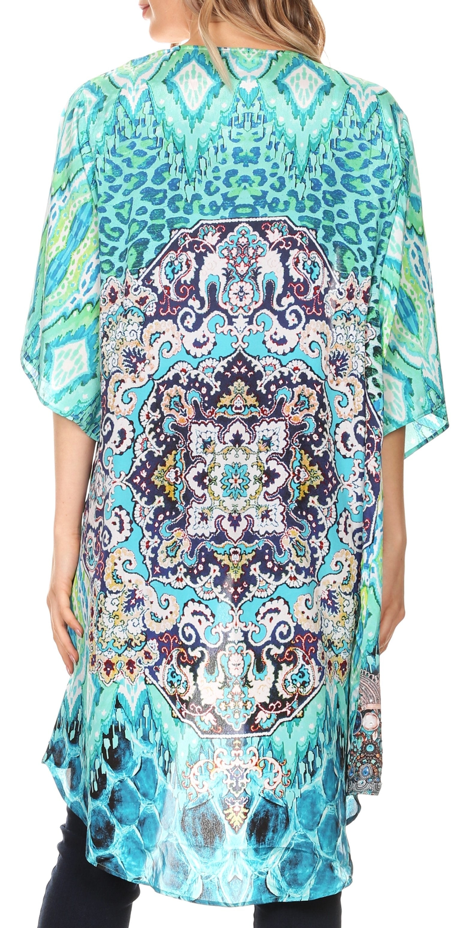 Sakkas Denora Women's Casual Draped Kimono Short Sleeve Boho Open Front Cardigan - Concordia Style Boutique
