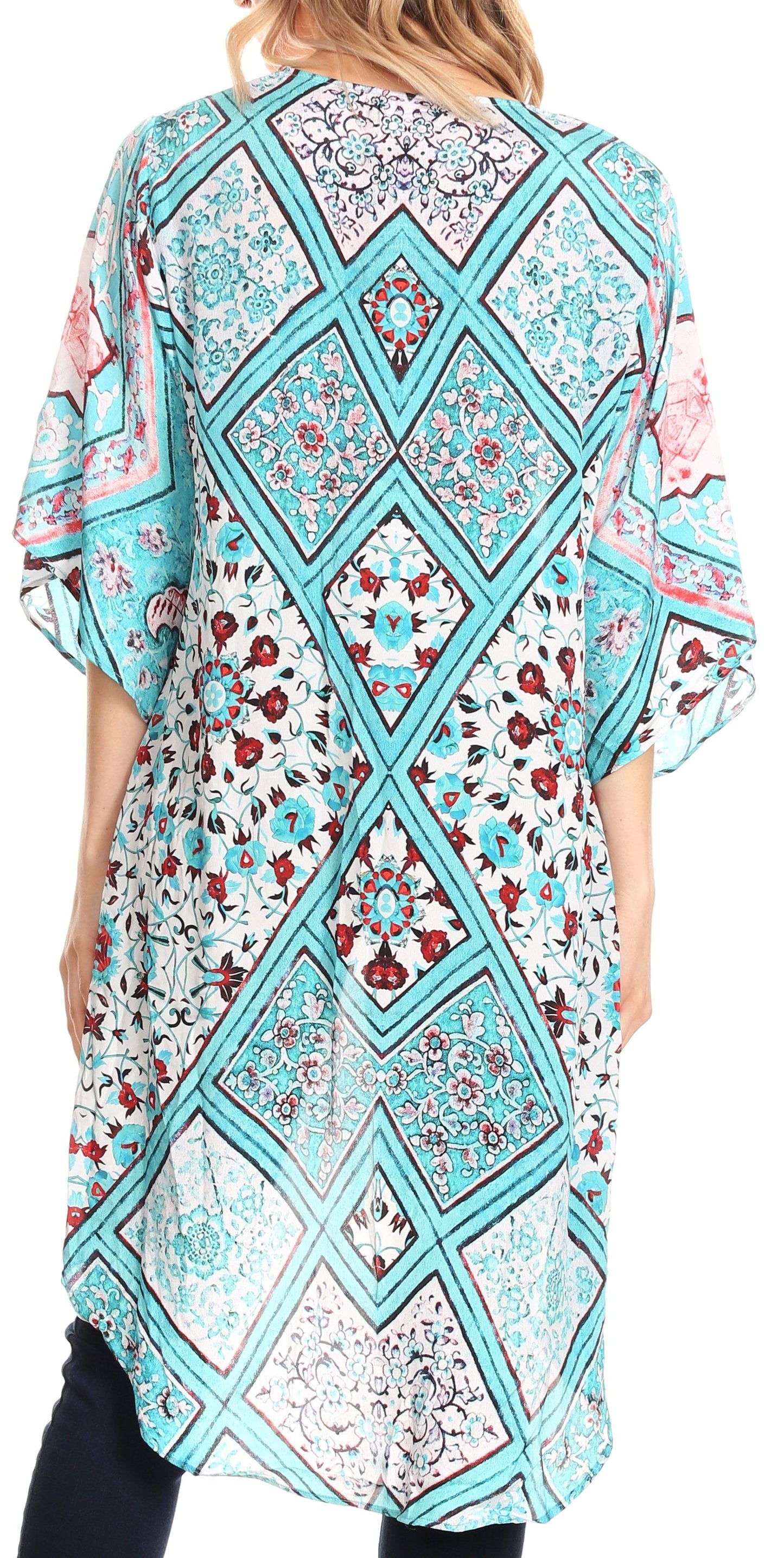 Sakkas Denora Women's Casual Draped Kimono Short Sleeve Boho Open Front Cardigan - Concordia Style Boutique