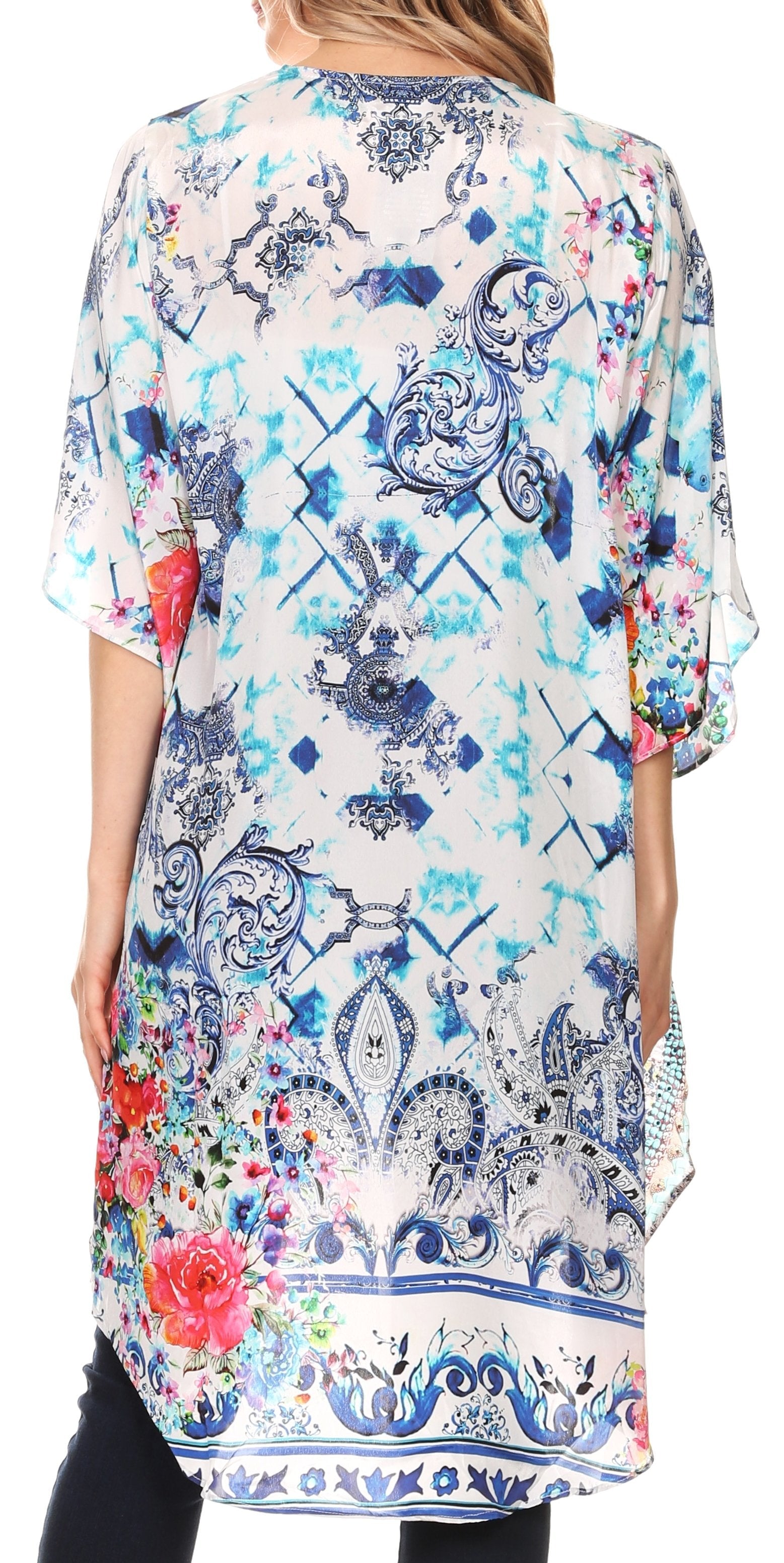 Sakkas Denora Women's Casual Draped Kimono Short Sleeve Boho Open Front Cardigan - Concordia Style Boutique