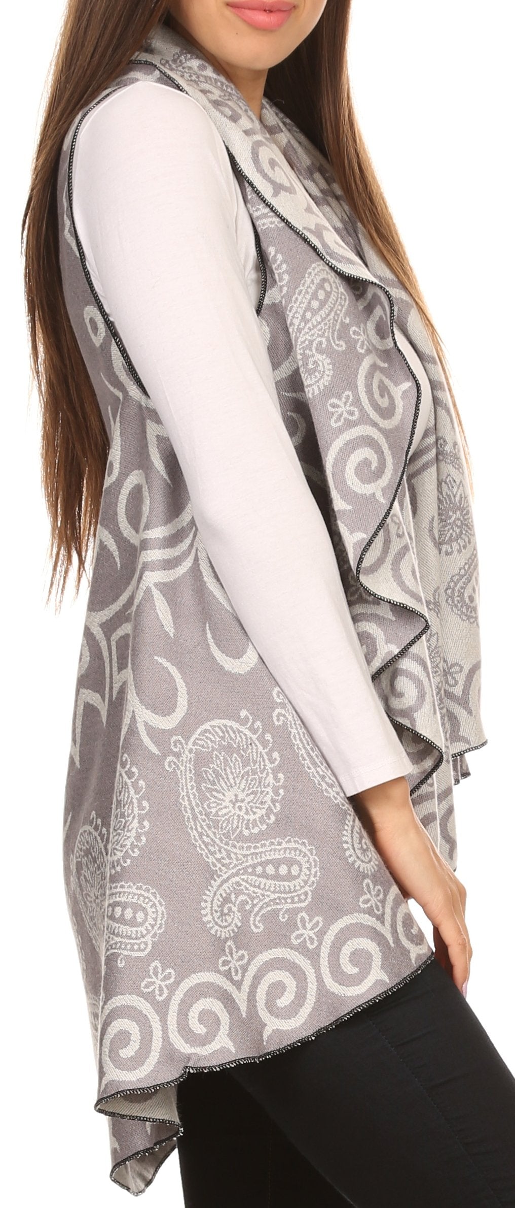 Sakkas Balie Reversable Printed Mid Weight Warm Poncho Throw Shawl / Cardigan - Concordia Style Boutique
