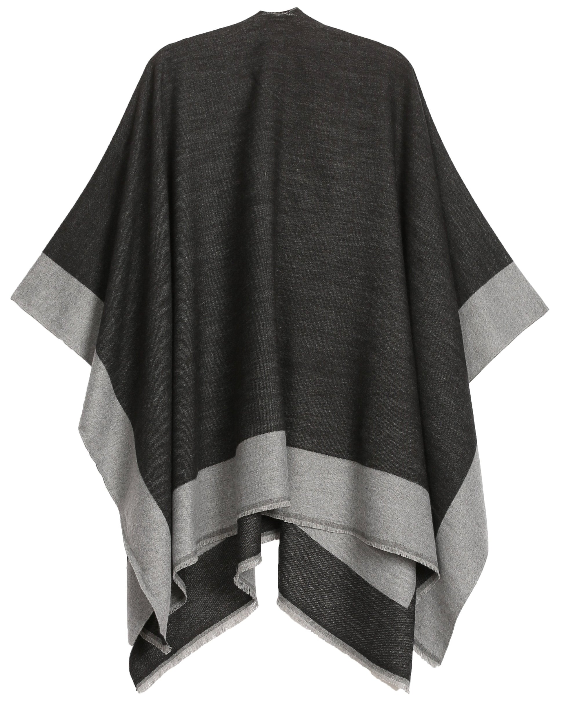 Sakkas Nila Women's Reversible Open Front Large Poncho Shawl Wrap Scarf Cape Ruana - Concordia Style Boutique