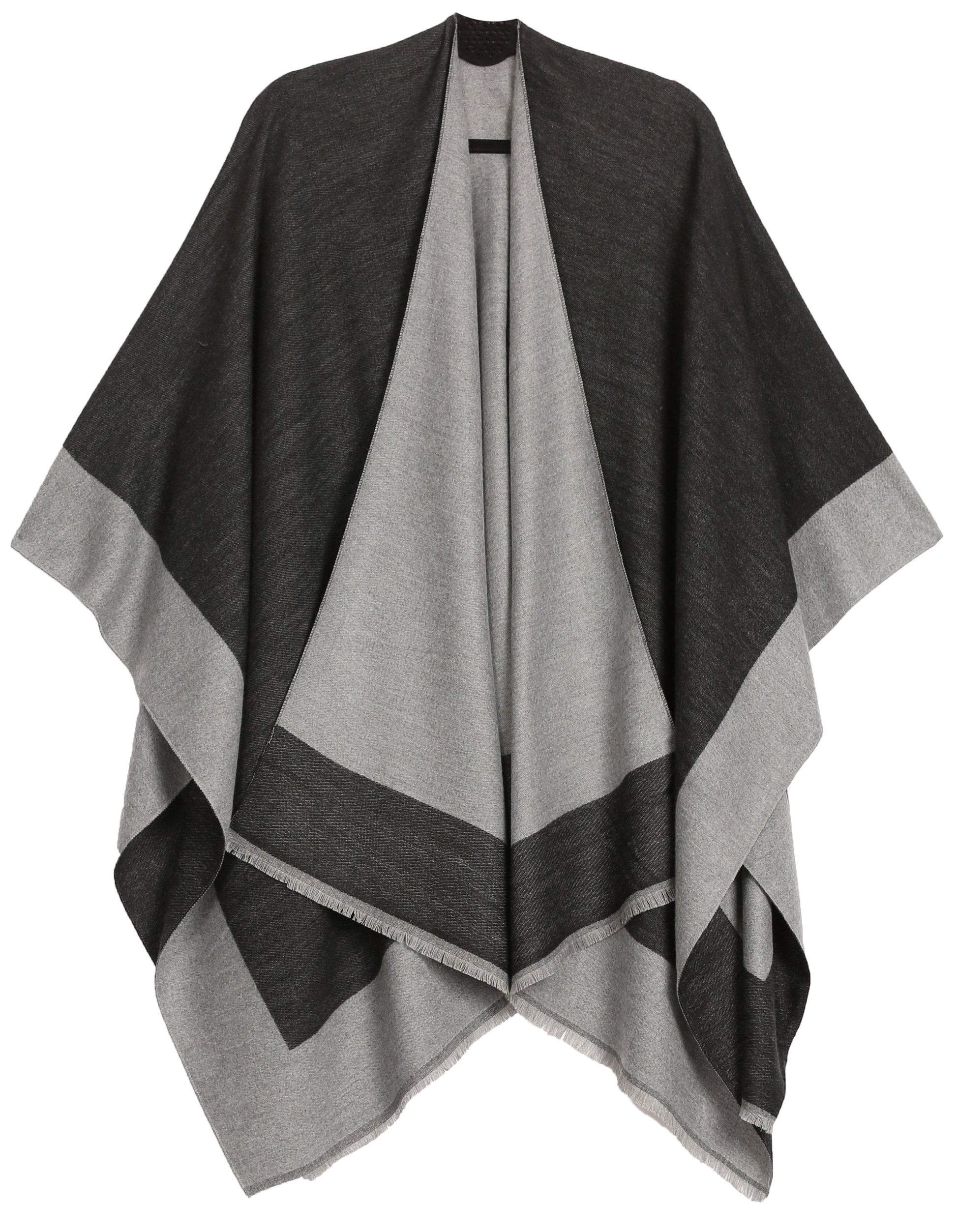 Sakkas Nila Women's Reversible Open Front Large Poncho Shawl Wrap Scarf Cape Ruana - Concordia Style Boutique