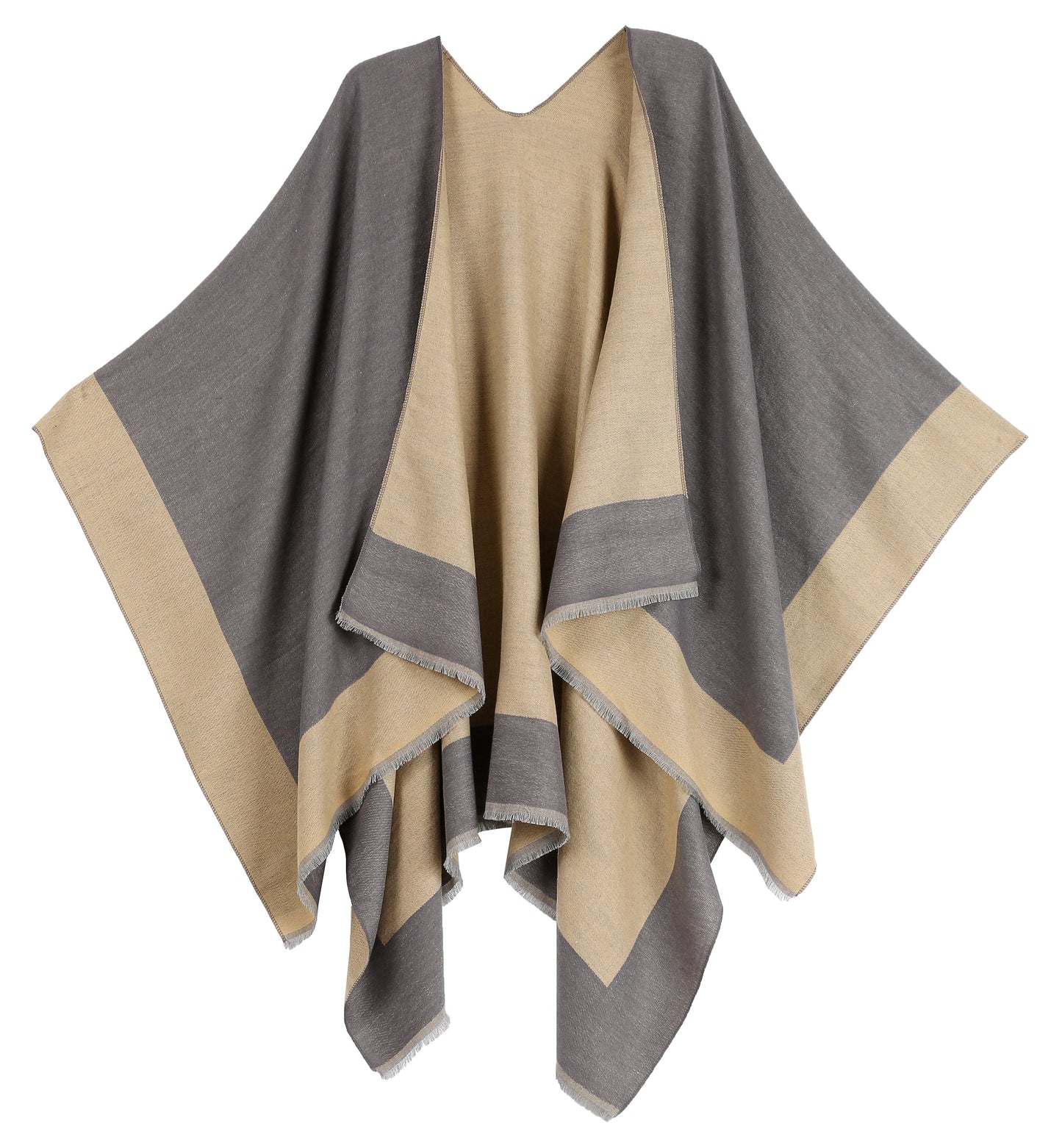 Sakkas Nila Women's Reversible Open Front Large Poncho Shawl Wrap Scarf Cape Ruana - Concordia Style Boutique