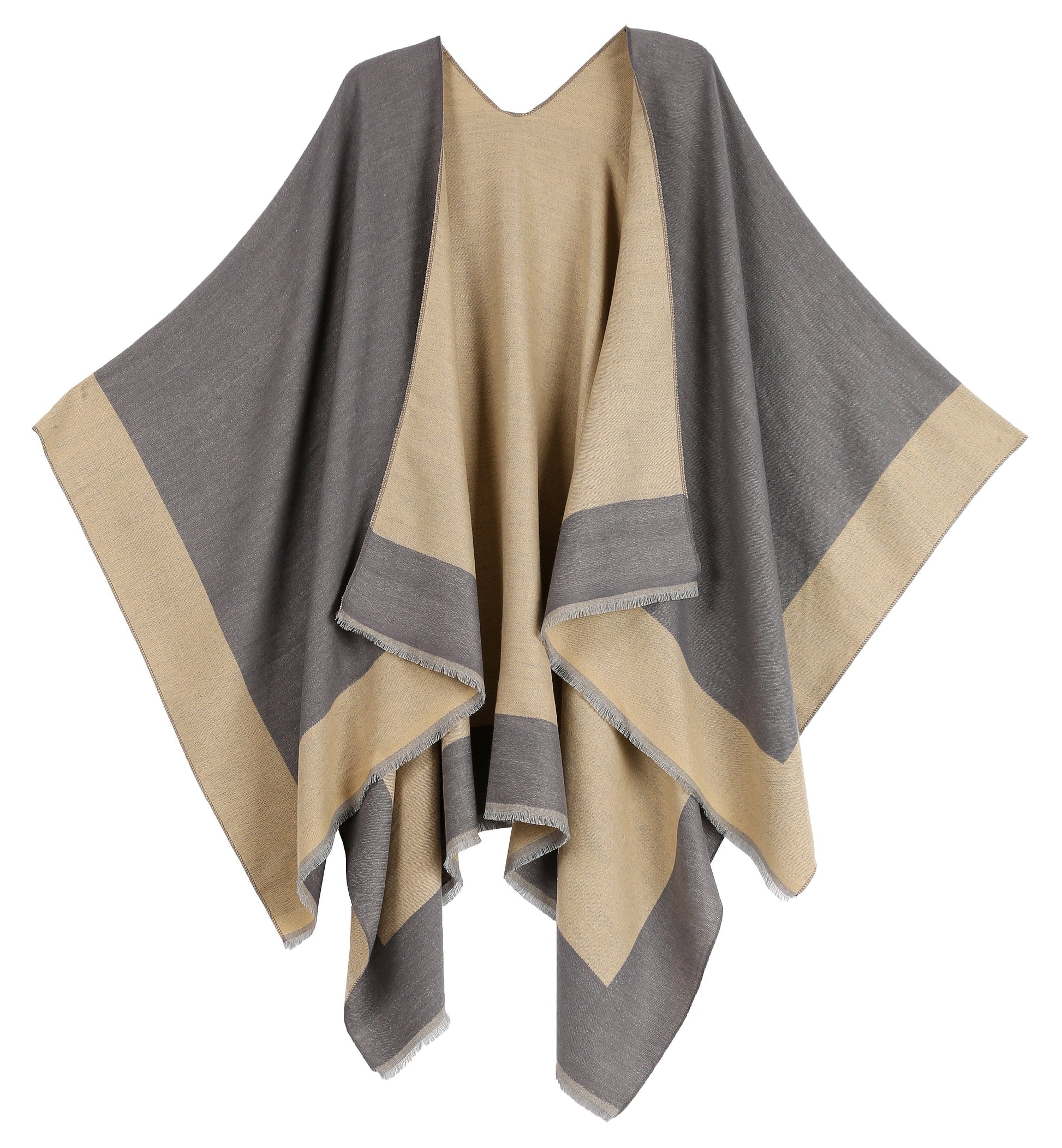 Sakkas Nila Women's Reversible Open Front Large Poncho Shawl Wrap Scarf Cape Ruana - Concordia Style Boutique