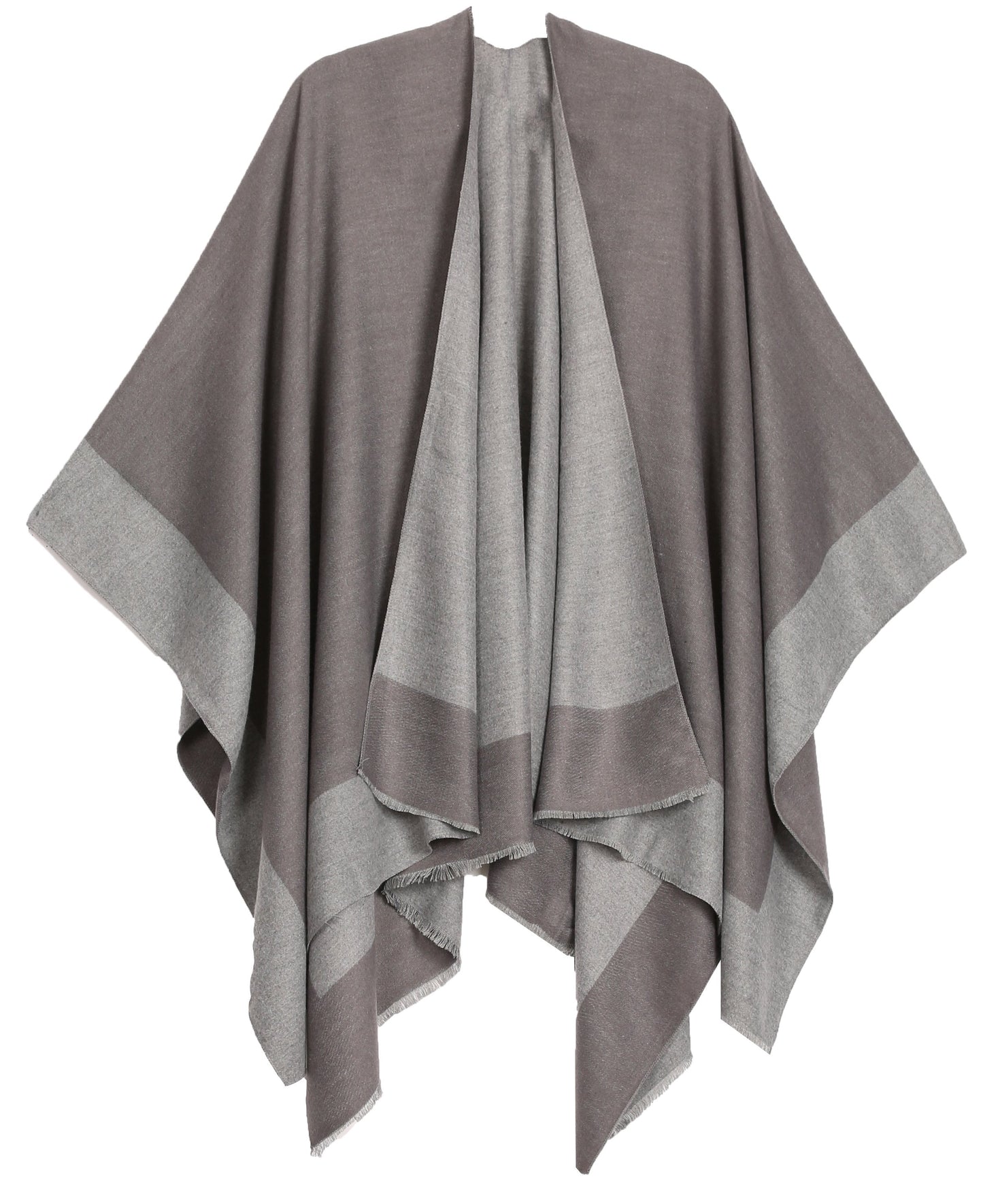 Sakkas Nila Women's Reversible Open Front Large Poncho Shawl Wrap Scarf Cape Ruana - Concordia Style Boutique