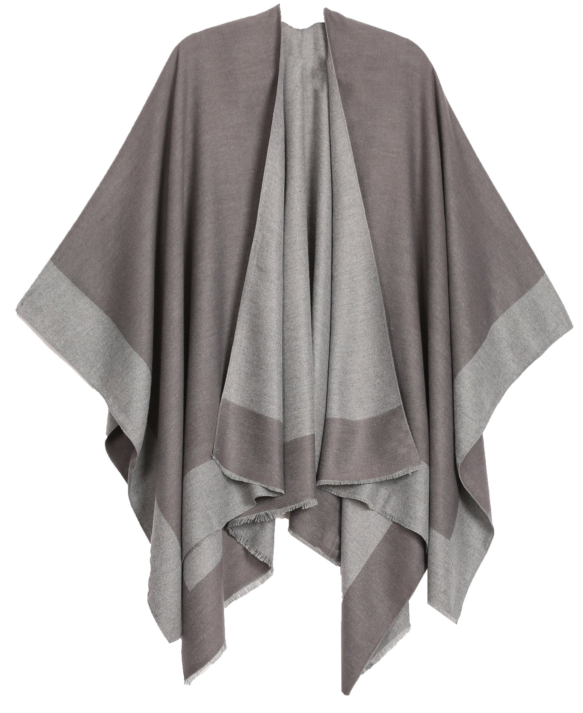 Sakkas Nila Women's Reversible Open Front Large Poncho Shawl Wrap Scarf Cape Ruana - Concordia Style Boutique