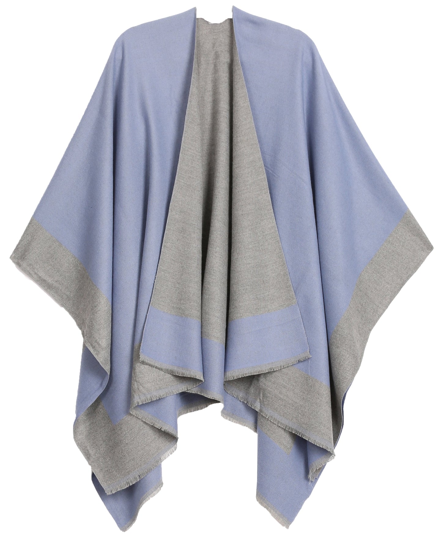 Sakkas Nila Women's Reversible Open Front Large Poncho Shawl Wrap Scarf Cape Ruana - Concordia Style Boutique