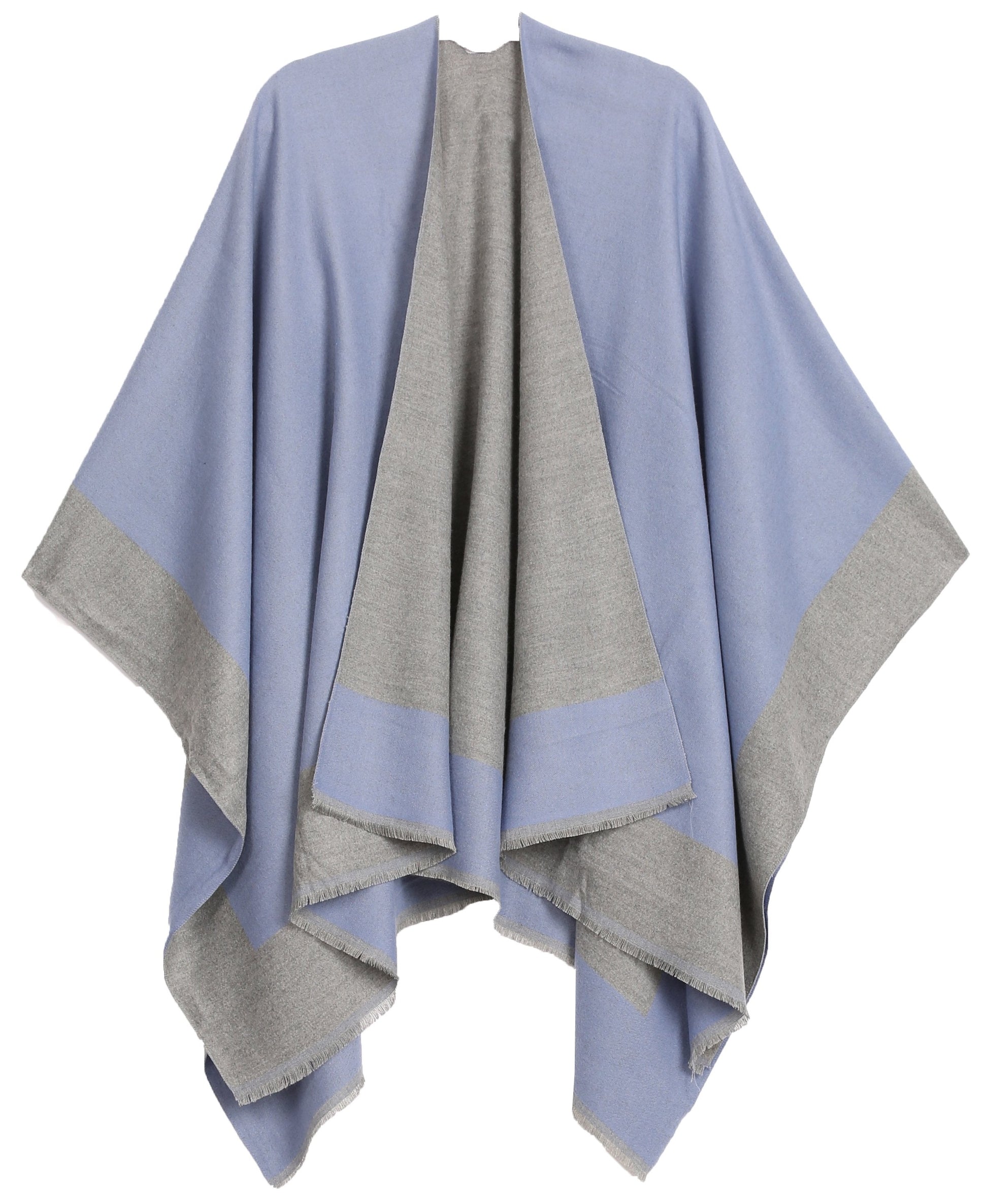 Sakkas Nila Women's Reversible Open Front Large Poncho Shawl Wrap Scarf Cape Ruana - Concordia Style Boutique