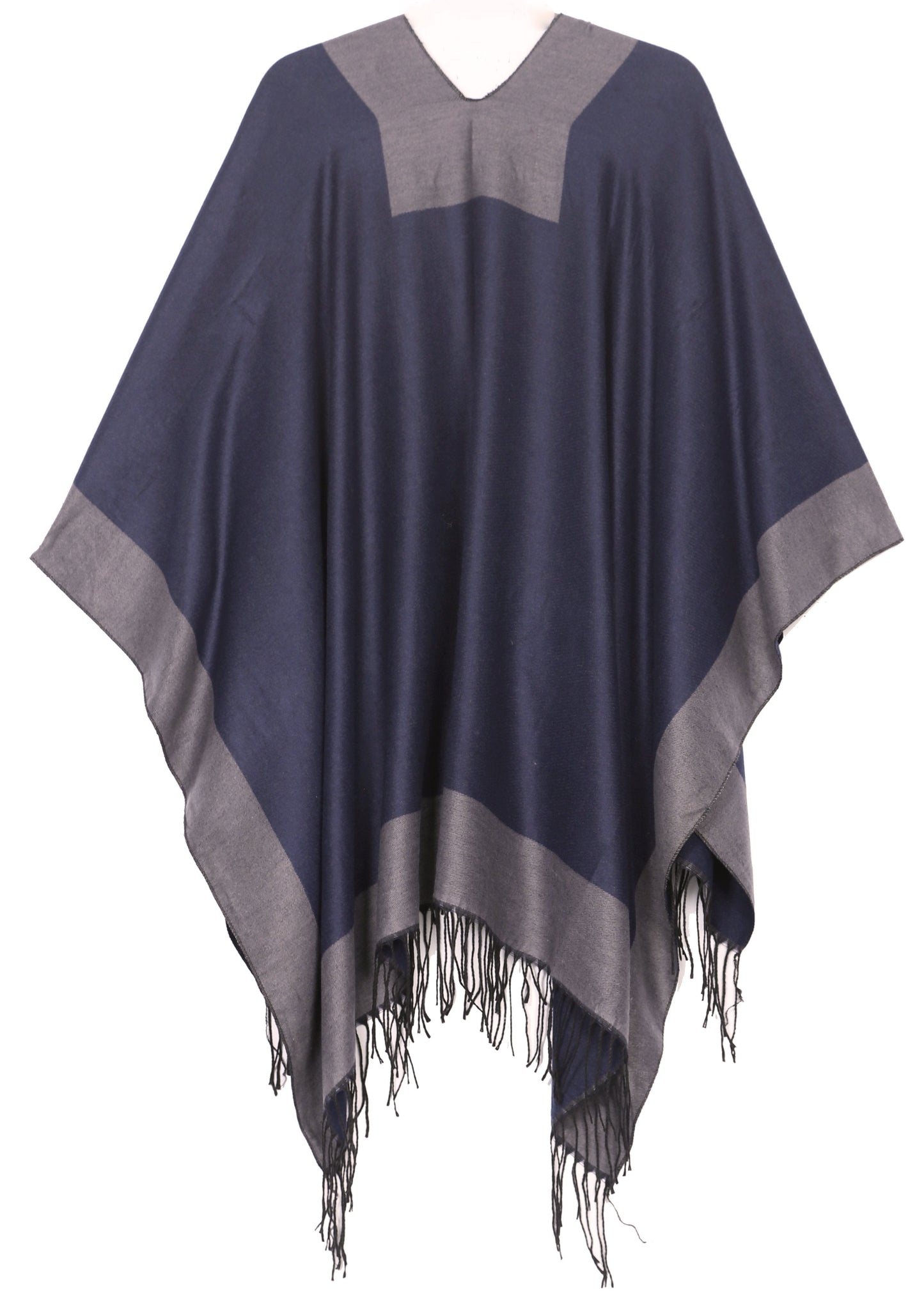Sakkas Avi Women's Reversible Open Front Poncho Cardigan Ruana Cape Shawl W/Fringe - Concordia Style Boutique