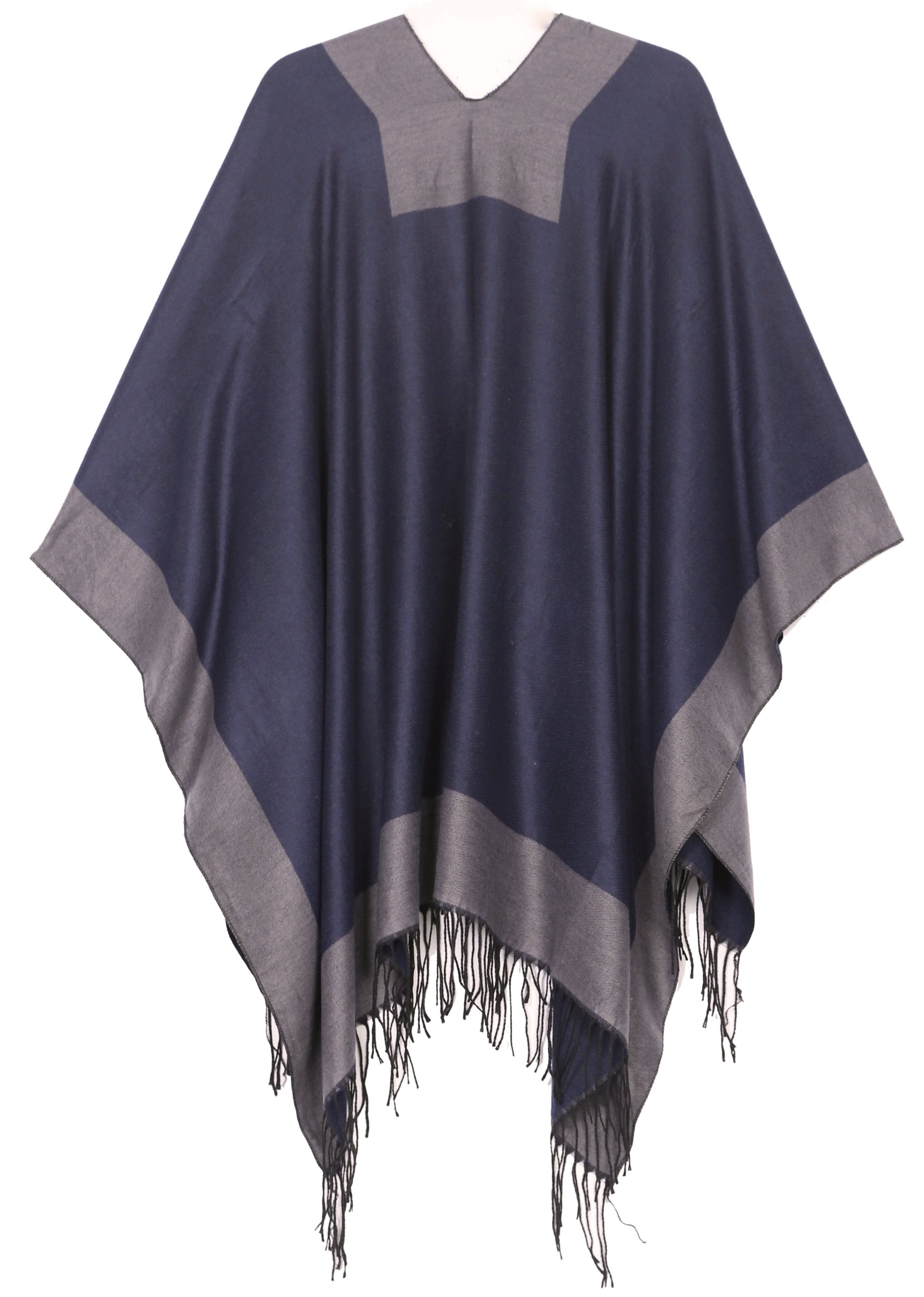 Sakkas Avi Women's Reversible Open Front Poncho Cardigan Ruana Cape Shawl W/Fringe - Concordia Style Boutique