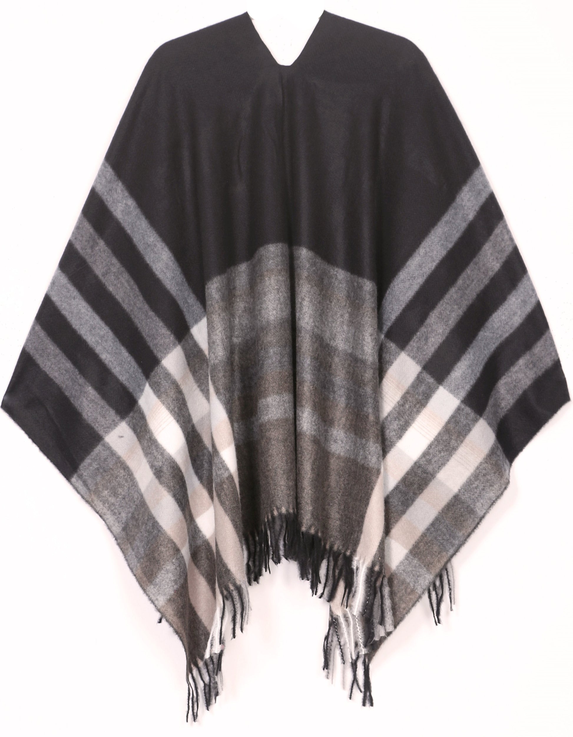 Sakkas Avi Women's Reversible Open Front Poncho Cardigan Ruana Cape Shawl W/Fringe - Concordia Style Boutique