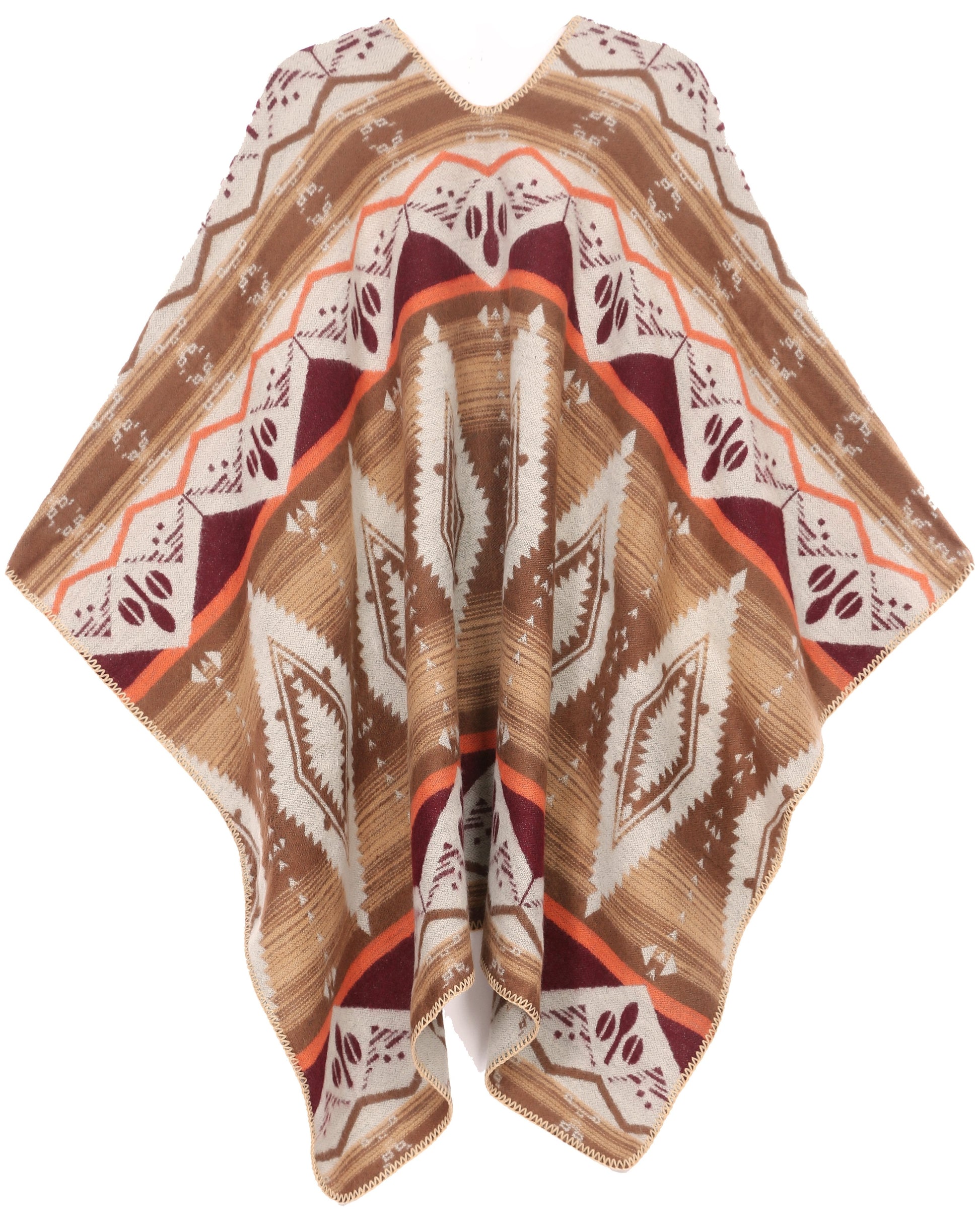 Sakkas Lupe Womens Reversible Poncho Wrap Cape Shawl Sweater Coat Cardigan Pattern - Concordia Style Boutique