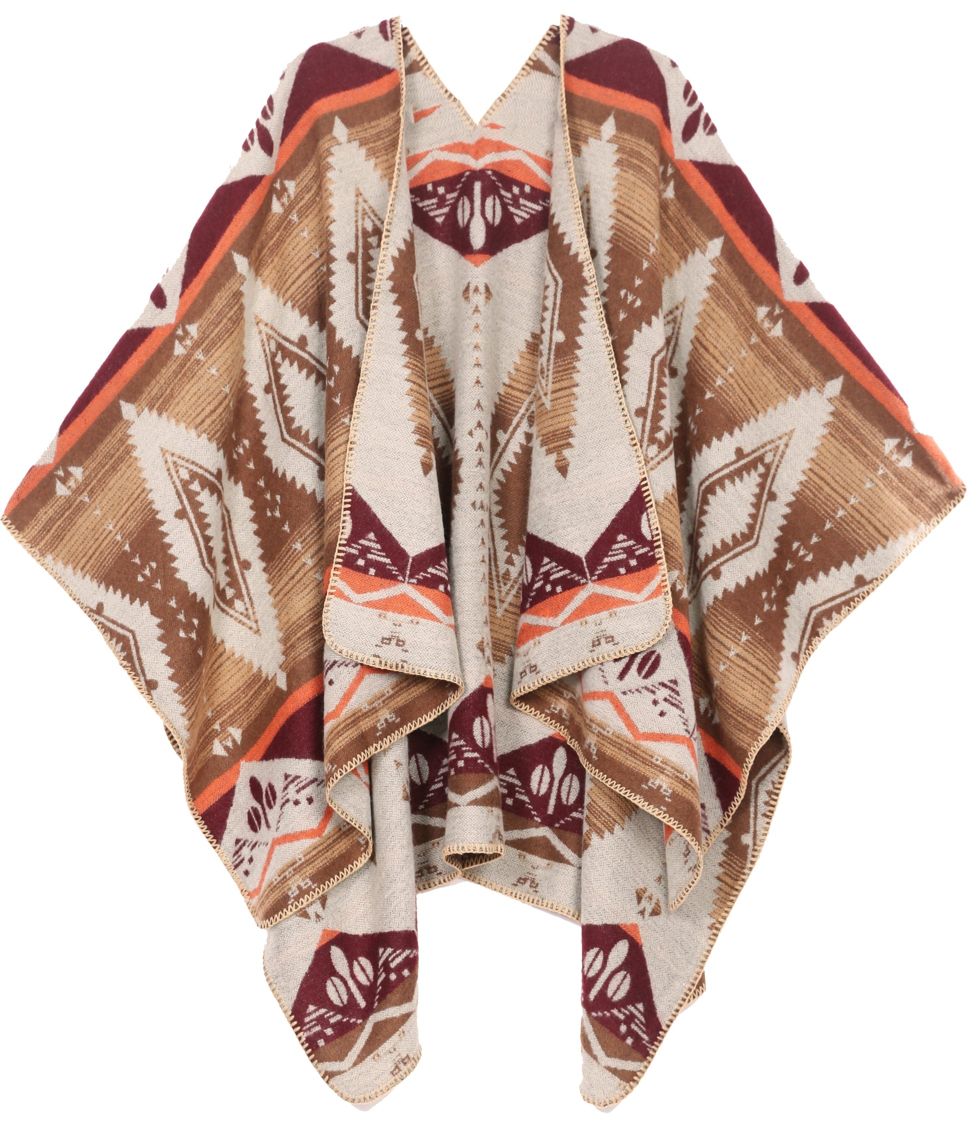 Sakkas Lupe Womens Reversible Poncho Wrap Cape Shawl Sweater Coat Cardigan Pattern - Concordia Style Boutique