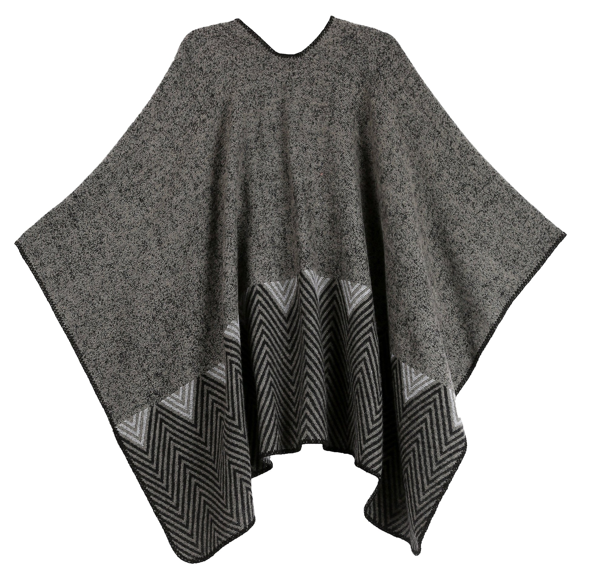 Sakkas Lupe Womens Reversible Poncho Wrap Cape Shawl Sweater Coat Cardigan Pattern - Concordia Style Boutique