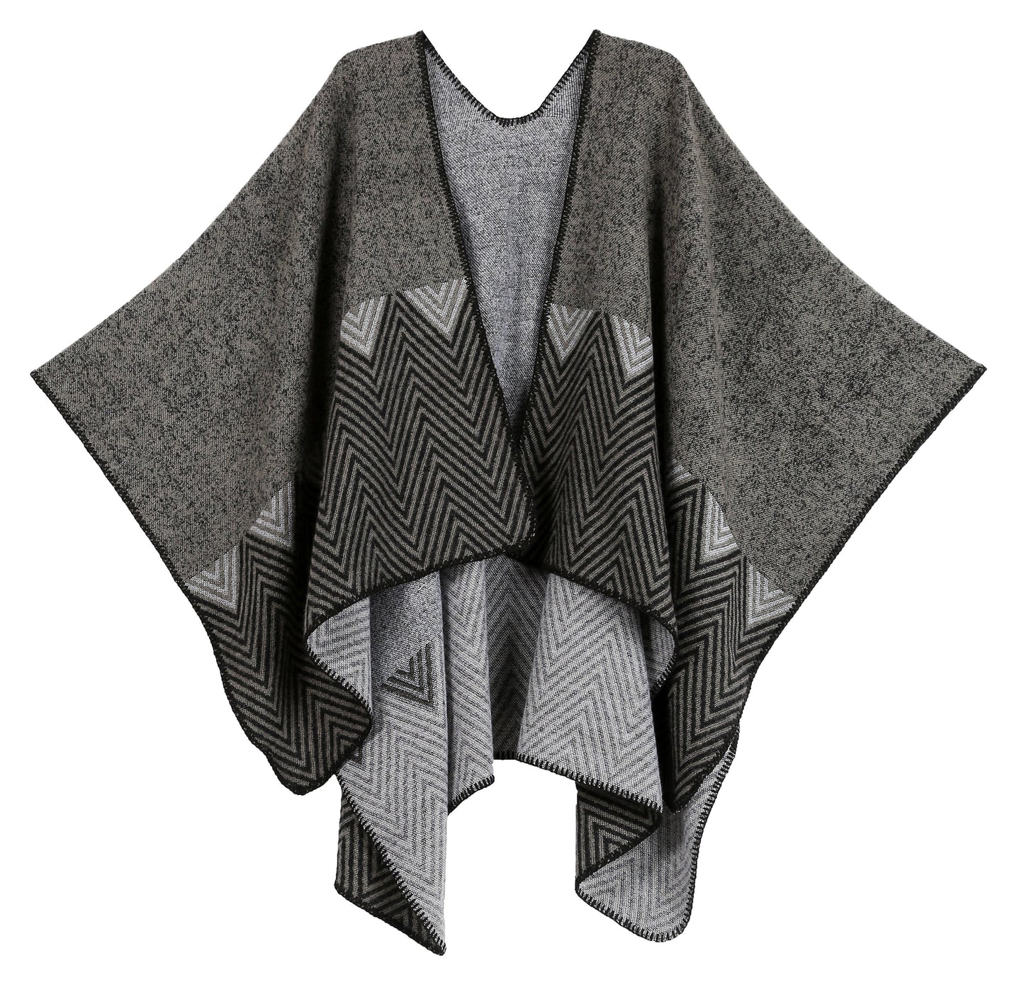 Sakkas Lupe Womens Reversible Poncho Wrap Cape Shawl Sweater Coat Cardigan Pattern - Concordia Style Boutique