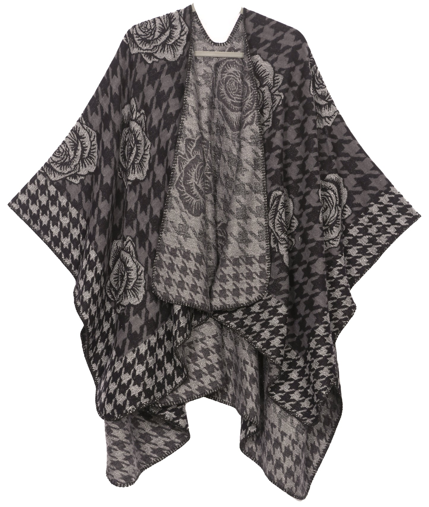 Sakkas Lupe Womens Reversible Poncho Wrap Cape Shawl Sweater Coat Cardigan Pattern - Concordia Style Boutique
