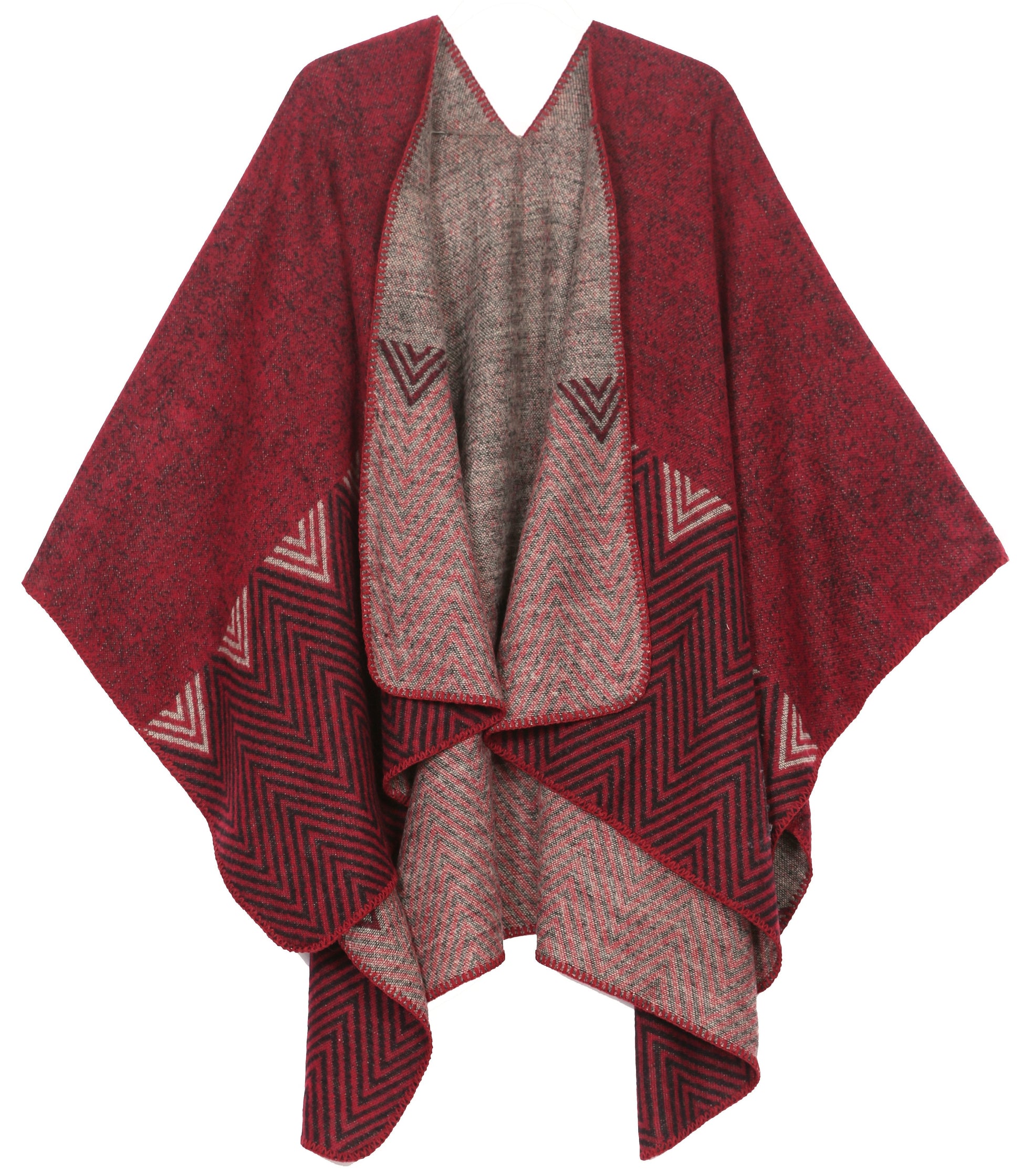 Sakkas Lupe Womens Reversible Poncho Wrap Cape Shawl Sweater Coat Cardigan Pattern - Concordia Style Boutique