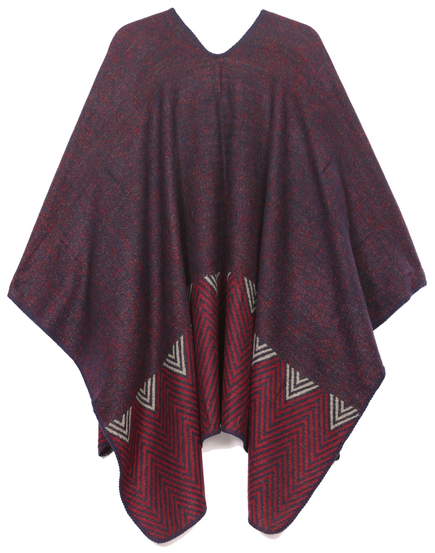 Sakkas Lupe Womens Reversible Poncho Wrap Cape Shawl Sweater Coat Cardigan Pattern - Concordia Style Boutique