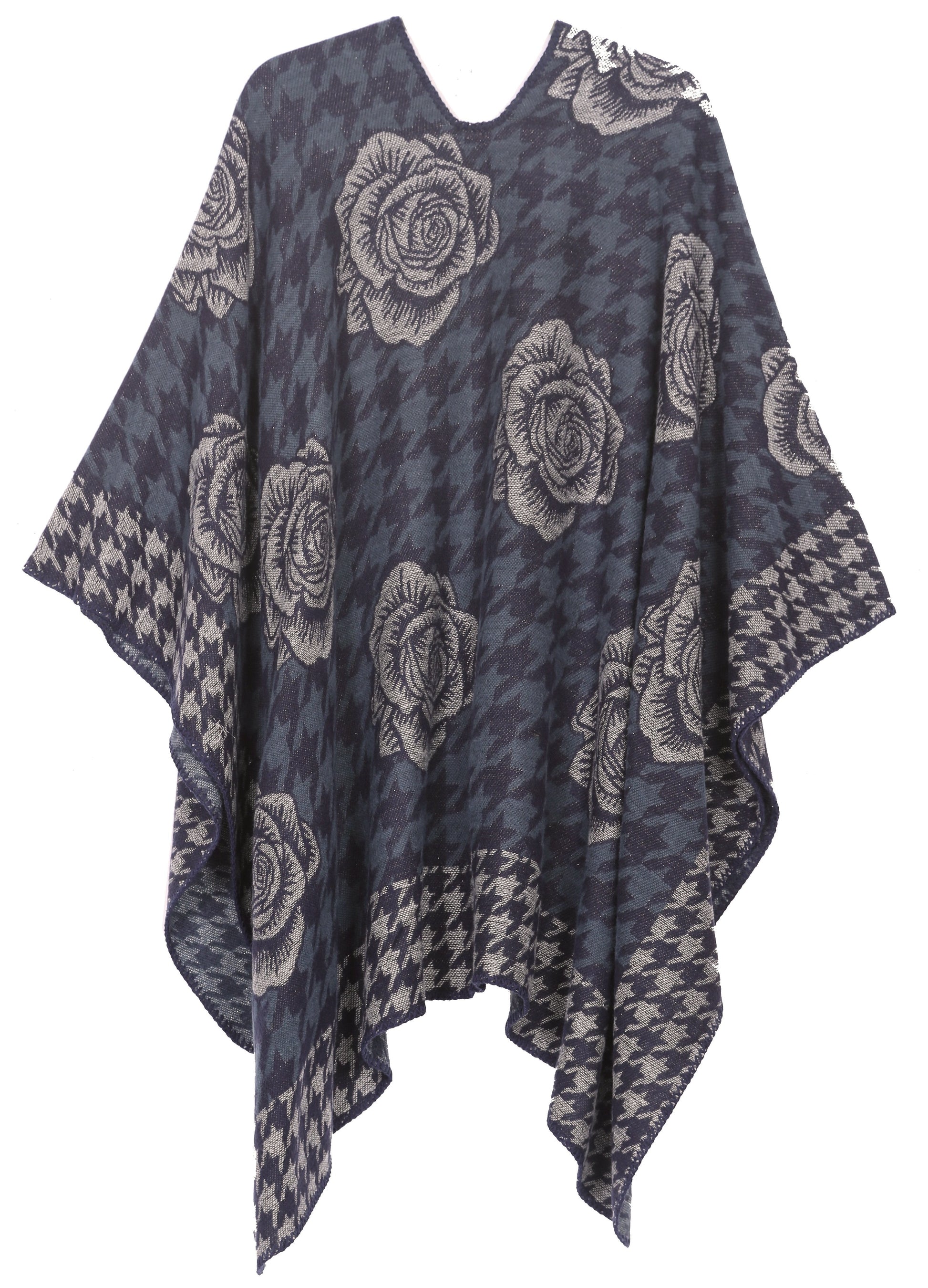 Sakkas Lupe Womens Reversible Poncho Wrap Cape Shawl Sweater Coat Cardigan Pattern - Concordia Style Boutique