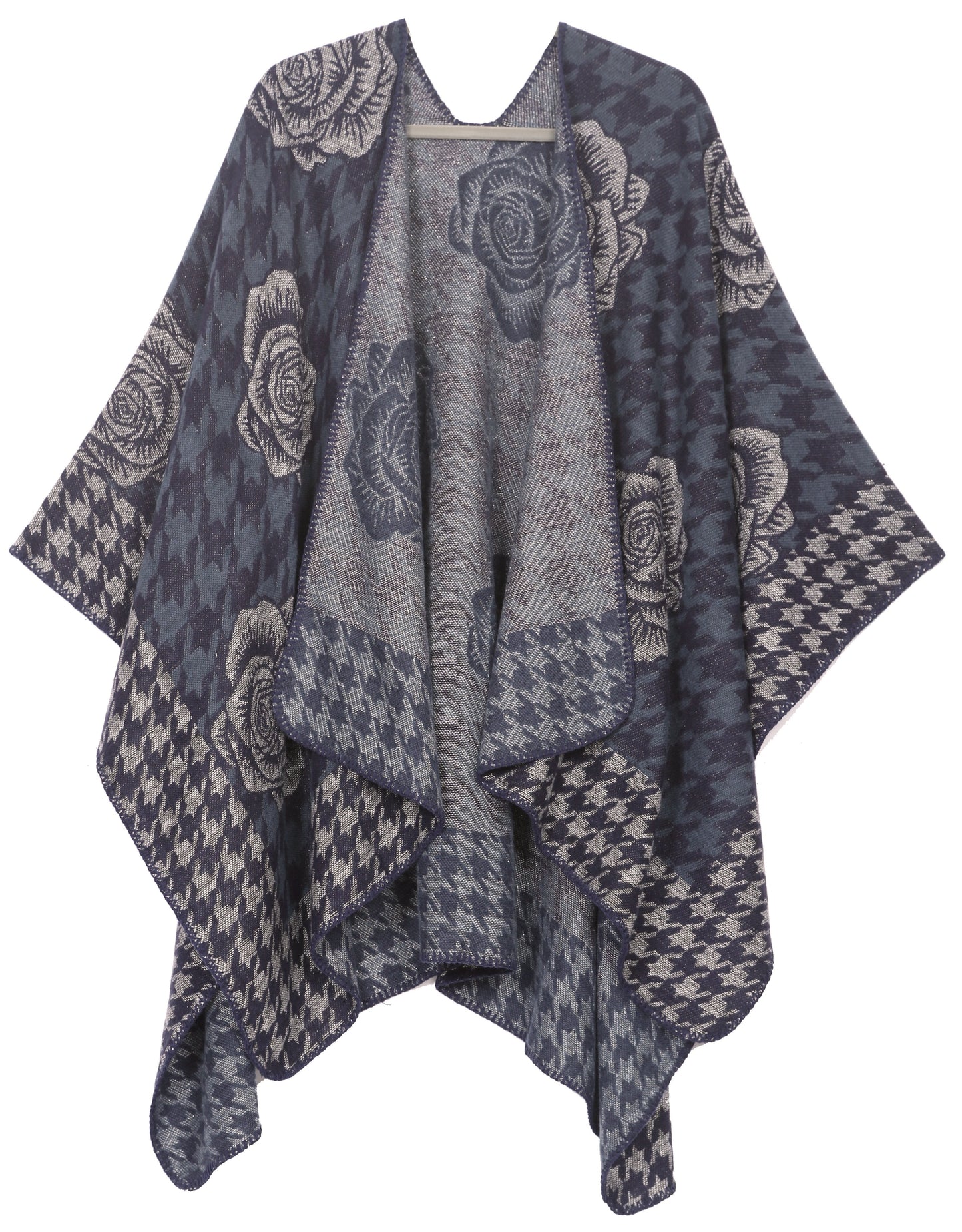 Sakkas Lupe Womens Reversible Poncho Wrap Cape Shawl Sweater Coat Cardigan Pattern - Concordia Style Boutique