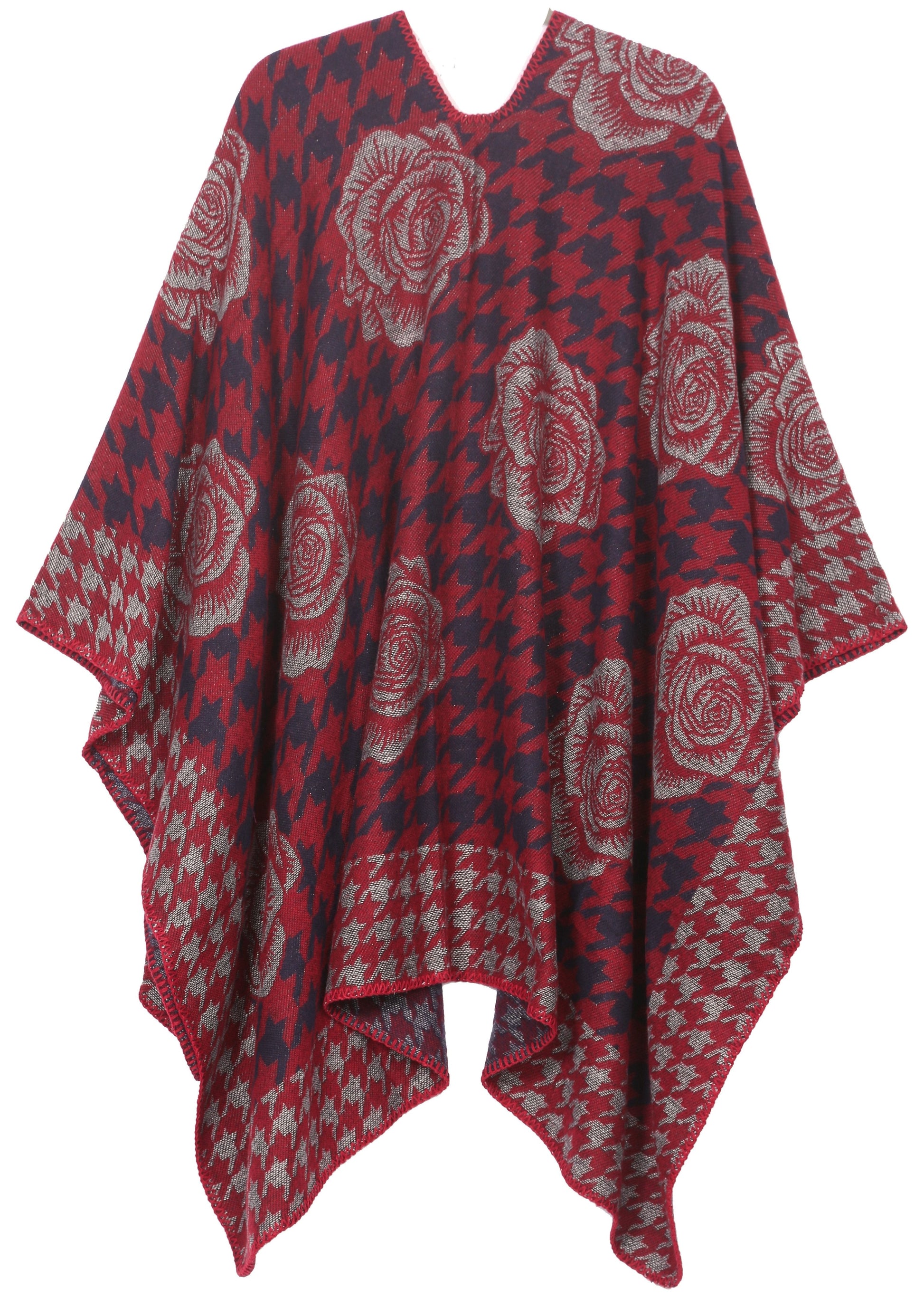 Sakkas Lupe Womens Reversible Poncho Wrap Cape Shawl Sweater Coat Cardigan Pattern - Concordia Style Boutique