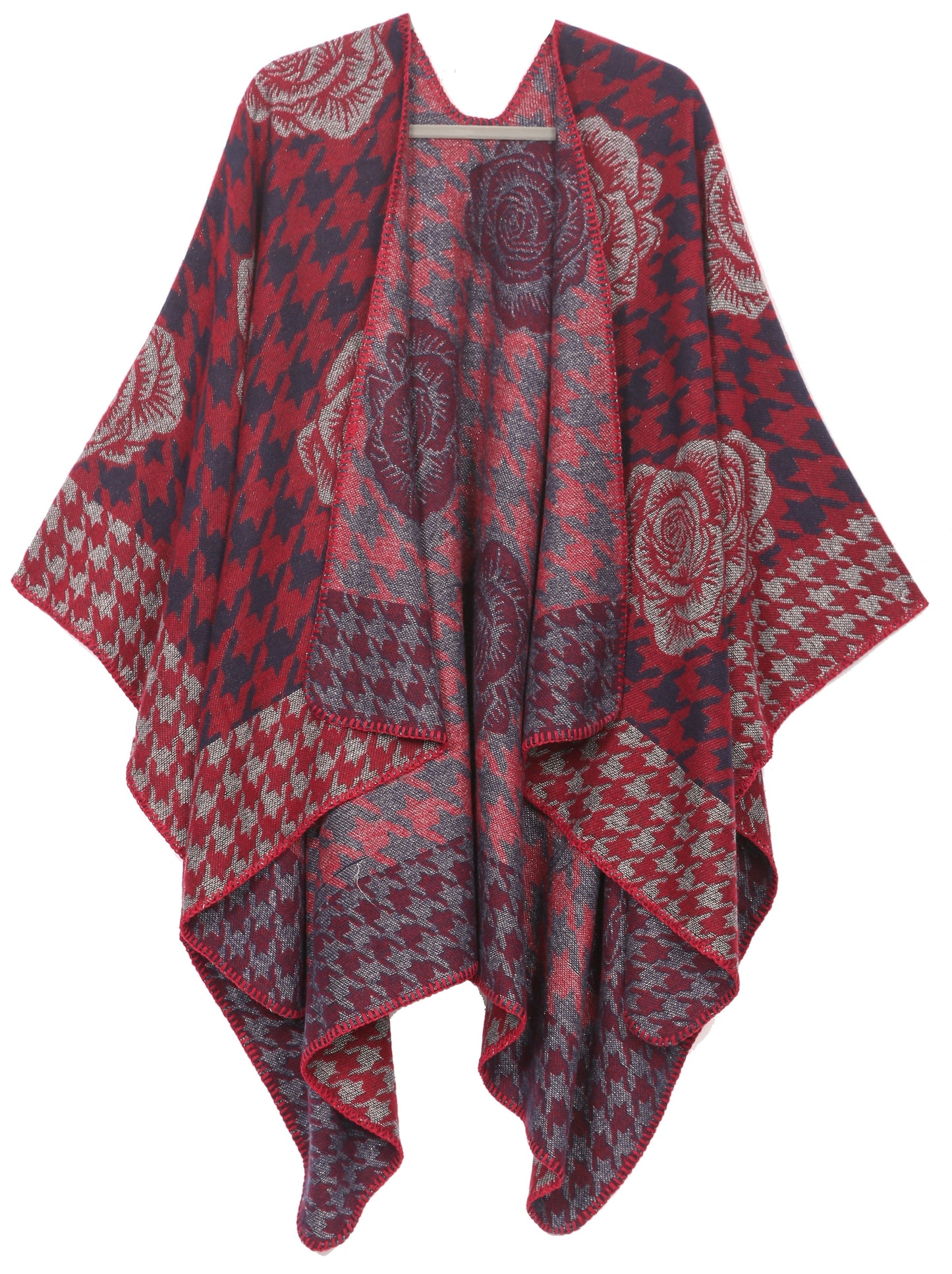 Sakkas Lupe Womens Reversible Poncho Wrap Cape Shawl Sweater Coat Cardigan Pattern - Concordia Style Boutique