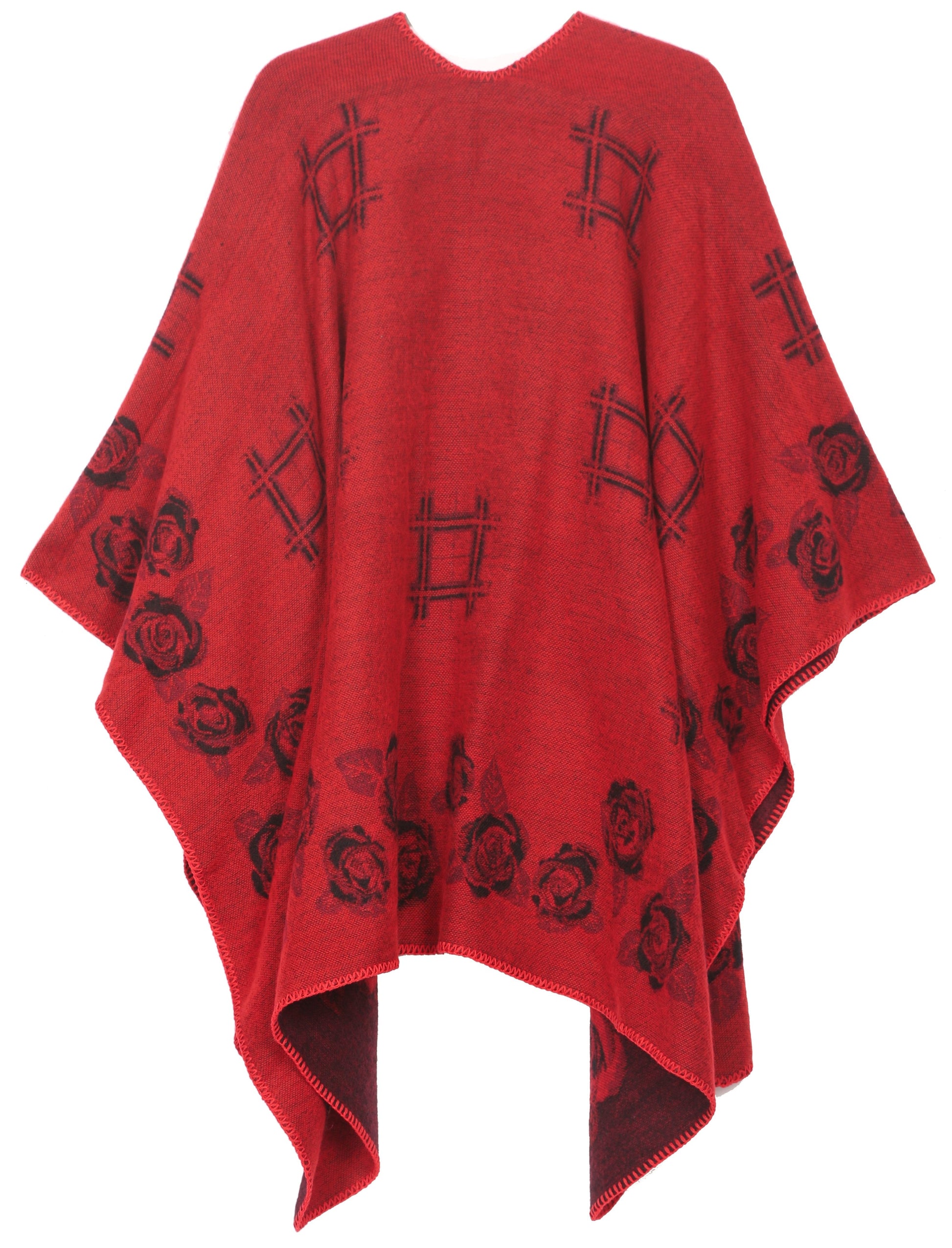 Sakkas Lupe Womens Reversible Poncho Wrap Cape Shawl Sweater Coat Cardigan Pattern - Concordia Style Boutique
