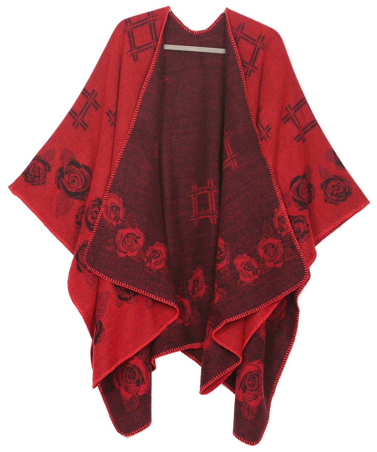 Sakkas Lupe Womens Reversible Poncho Wrap Cape Shawl Sweater Coat Cardigan Pattern - Concordia Style Boutique