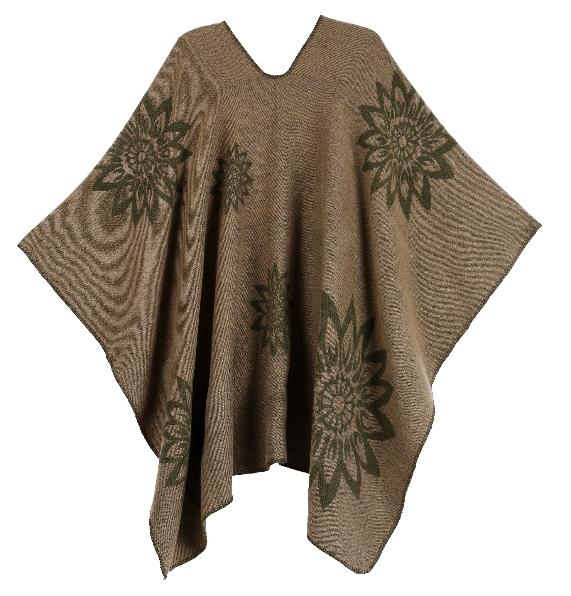 Sakkas Lupe Womens Reversible Poncho Wrap Cape Shawl Sweater Coat Cardigan Pattern - Concordia Style Boutique