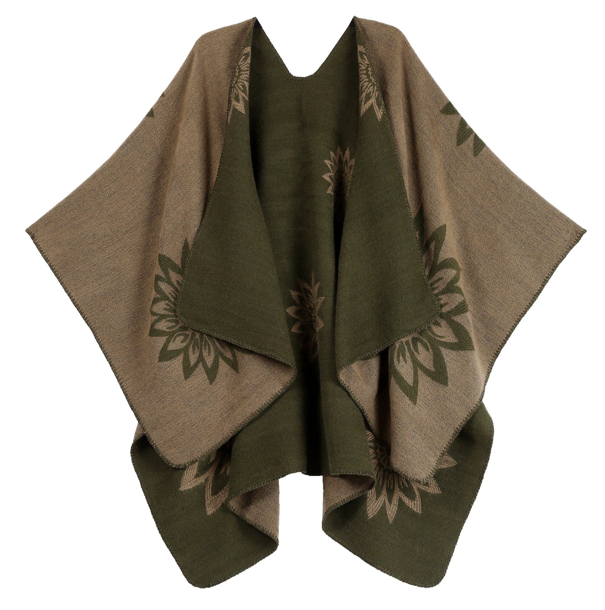Sakkas Lupe Womens Reversible Poncho Wrap Cape Shawl Sweater Coat Cardigan Pattern - Concordia Style Boutique
