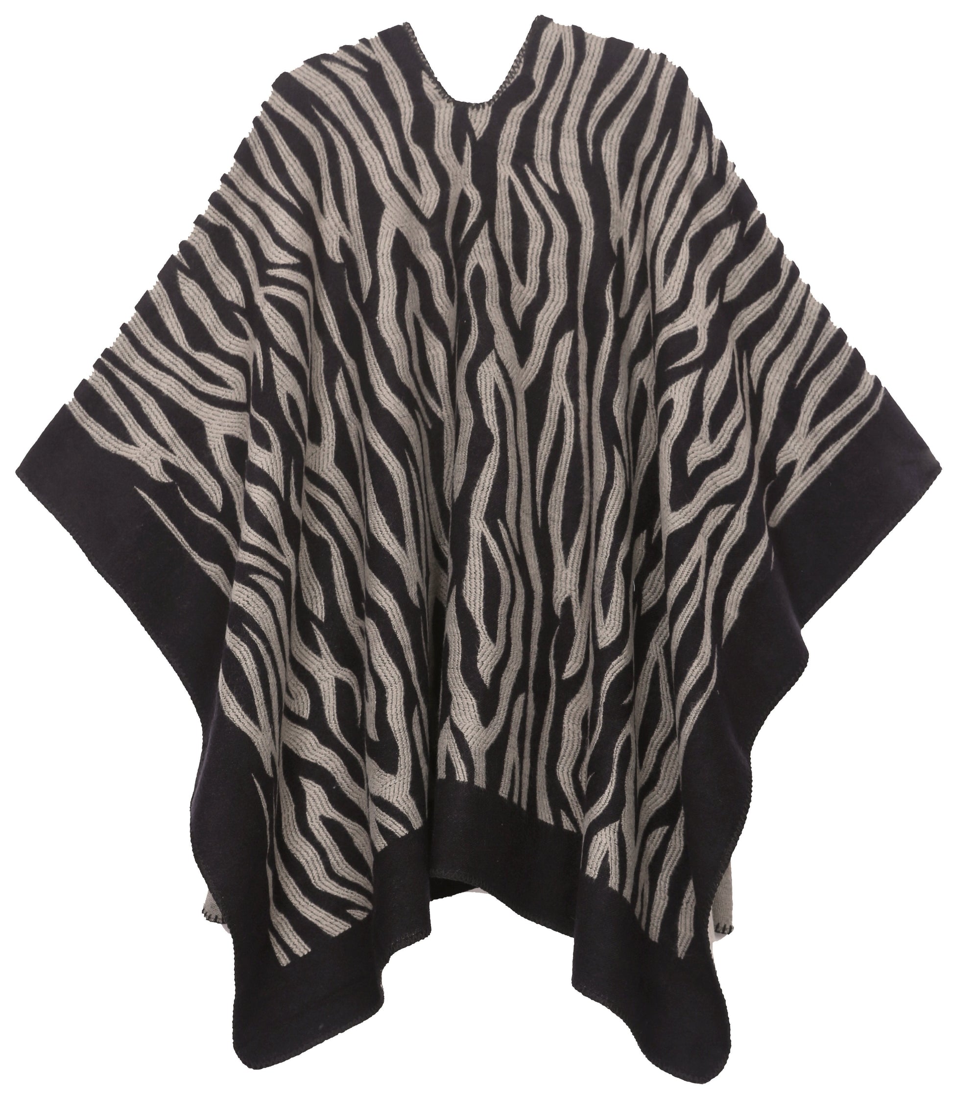 Sakkas Lupe Womens Reversible Poncho Wrap Cape Shawl Sweater Coat Cardigan Pattern - Concordia Style Boutique