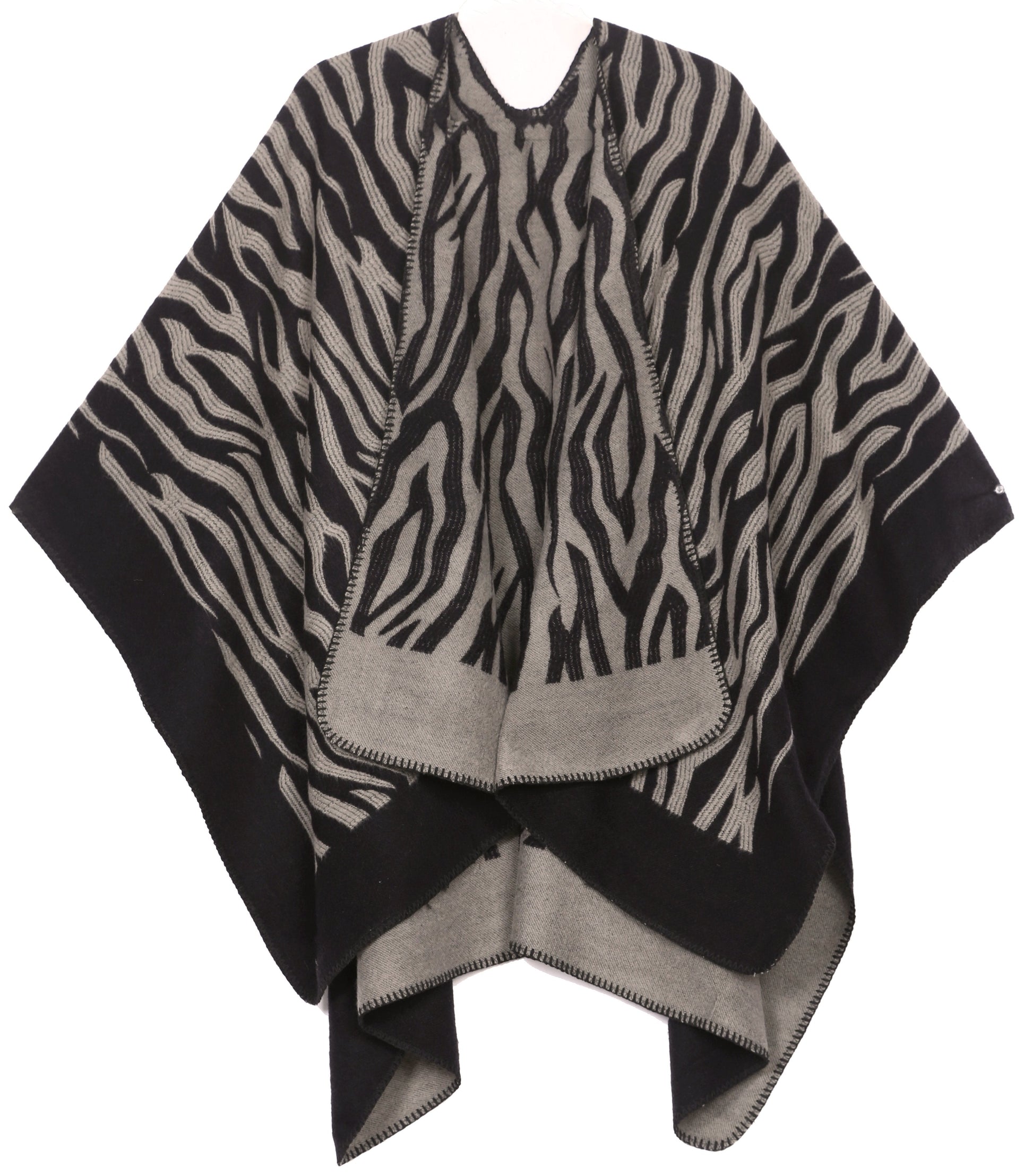 Sakkas Lupe Womens Reversible Poncho Wrap Cape Shawl Sweater Coat Cardigan Pattern - Concordia Style Boutique