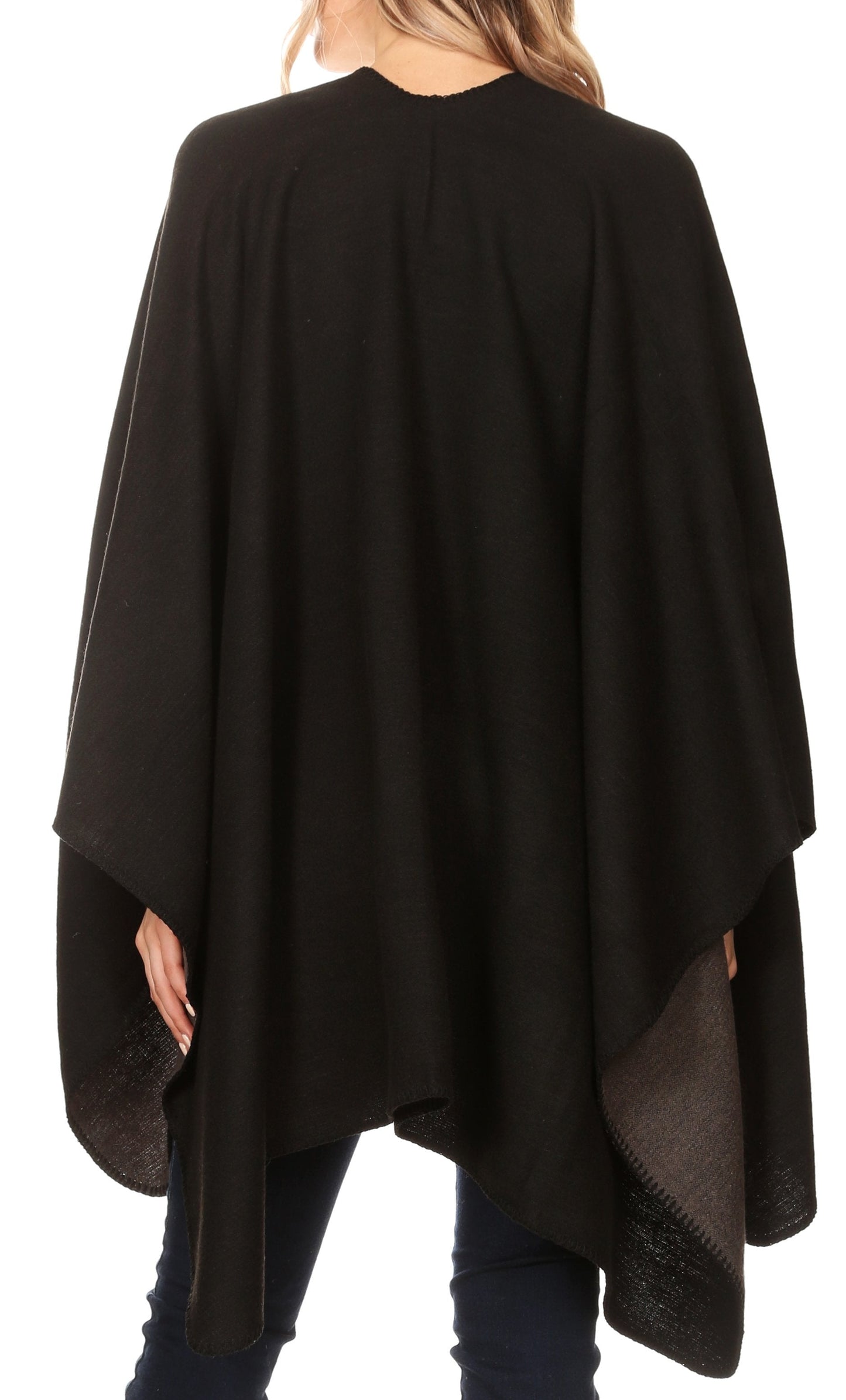 Sakkas Mari Women's Reversible Large Poncho Shawl Wrap Scarf Cape Ruana Blanket - Concordia Style Boutique
