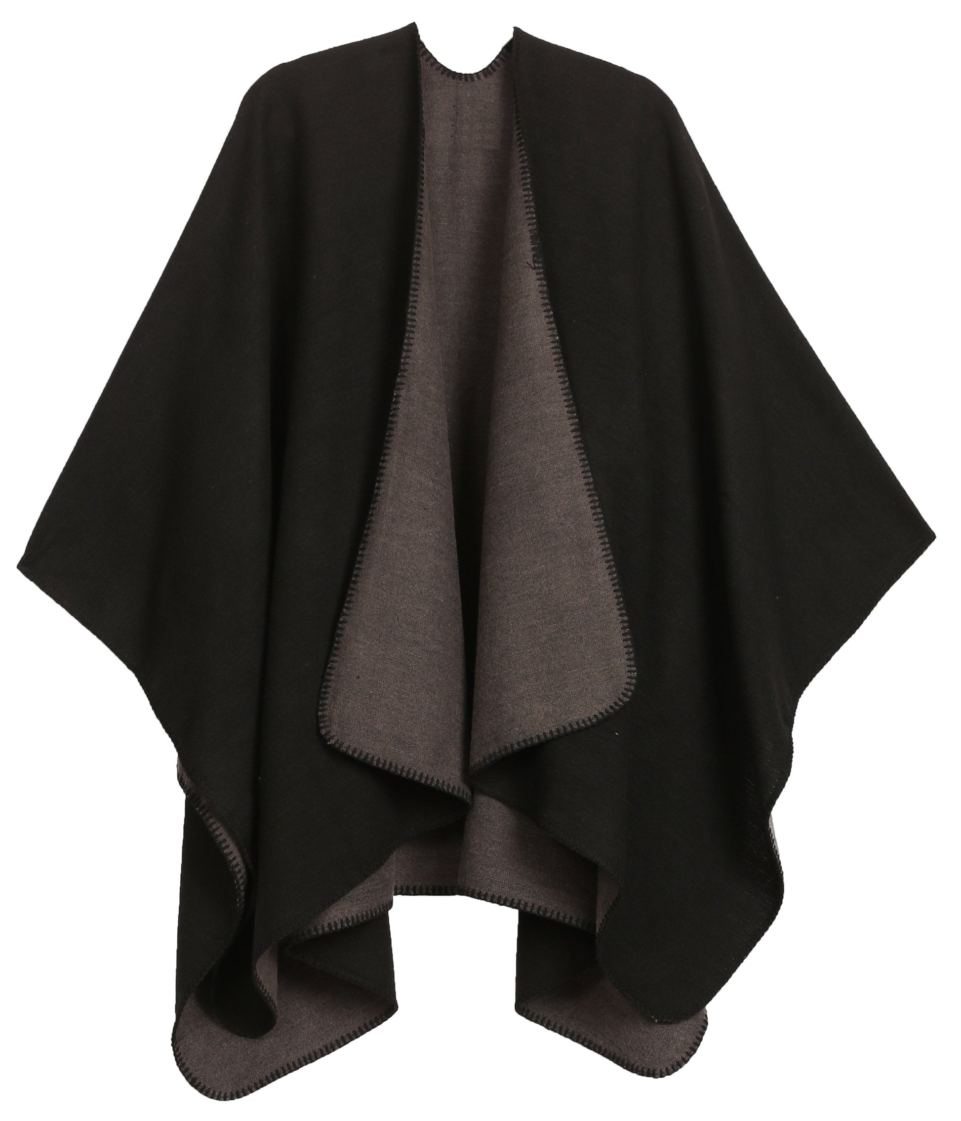 Sakkas Mari Women's Reversible Large Poncho Shawl Wrap Scarf Cape Ruana Blanket - Concordia Style Boutique