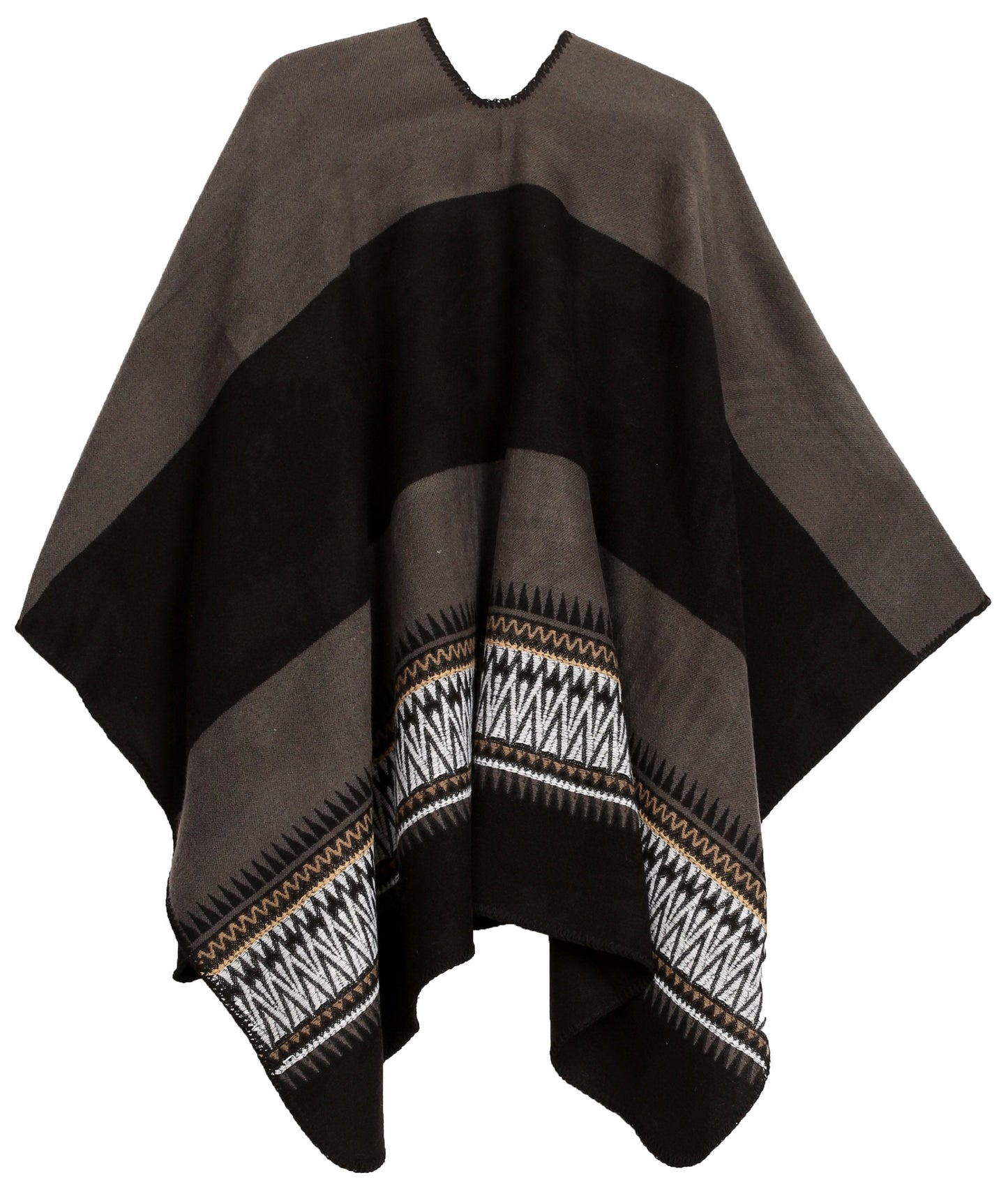 Sakkas Mari Women's Reversible Large Poncho Shawl Wrap Scarf Cape Ruana Blanket - Concordia Style Boutique