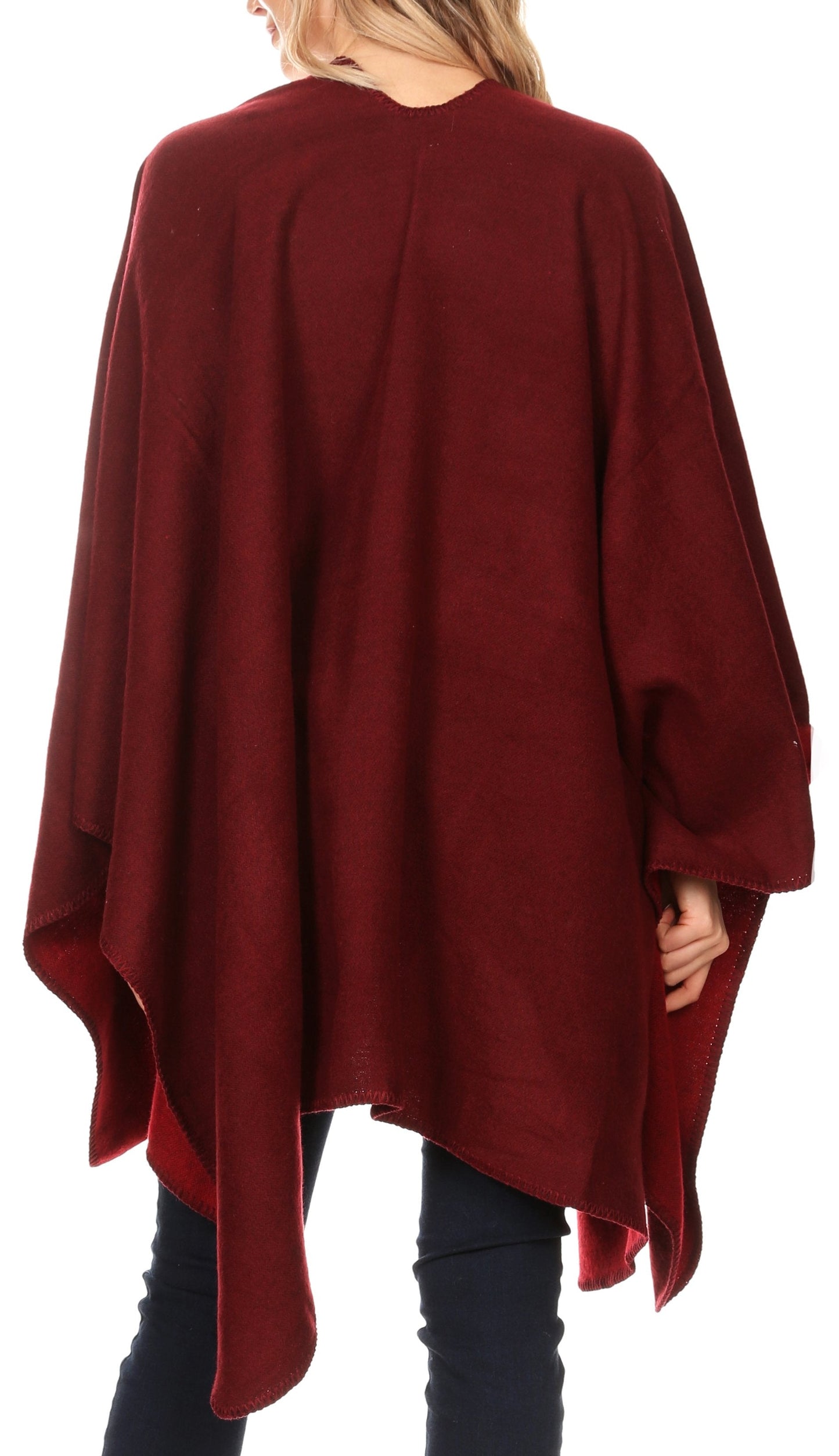 Sakkas Mari Women's Reversible Large Poncho Shawl Wrap Scarf Cape Ruana Blanket - Concordia Style Boutique