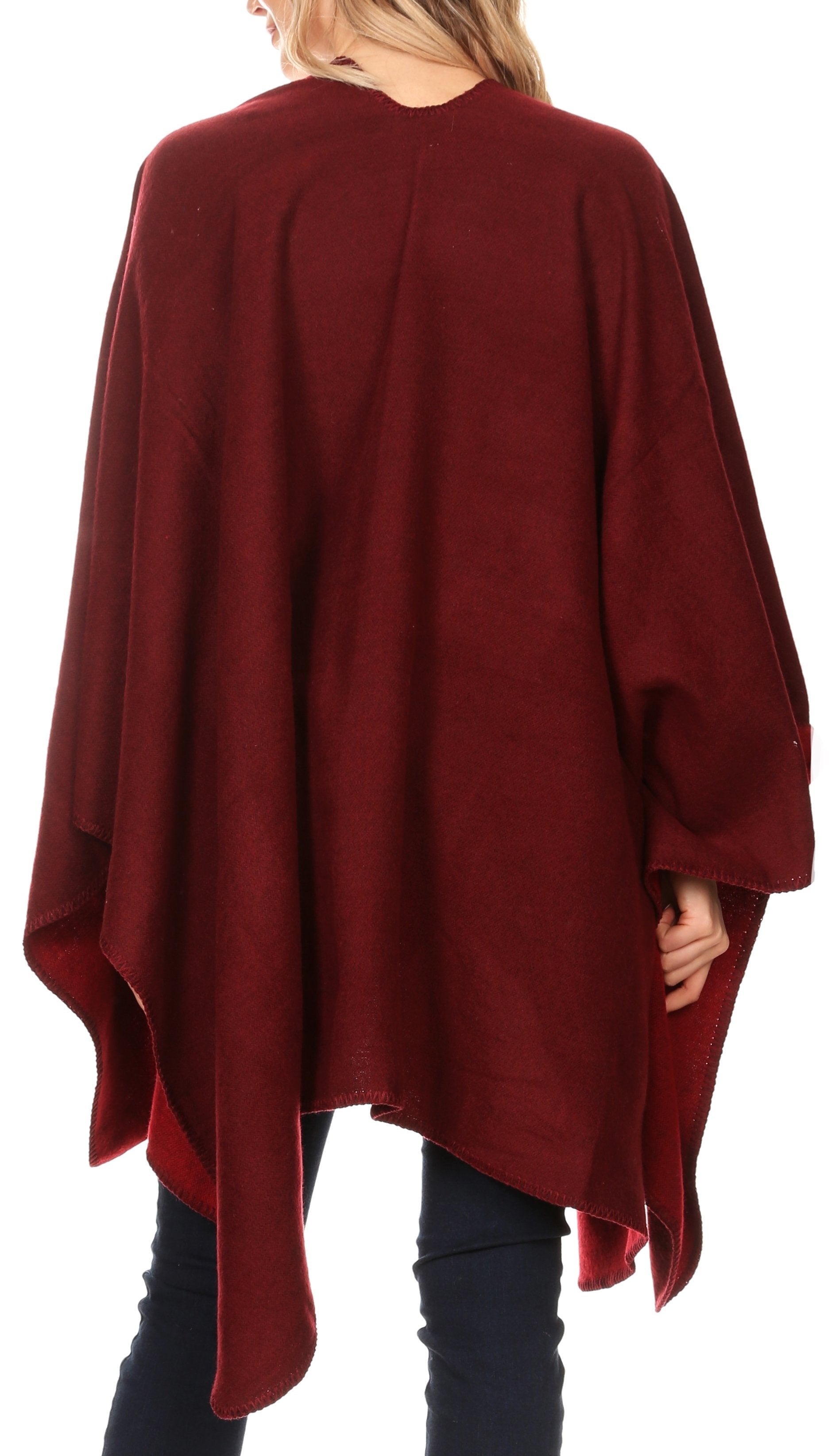 Sakkas Mari Women's Reversible Large Poncho Shawl Wrap Scarf Cape Ruana Blanket - Concordia Style Boutique