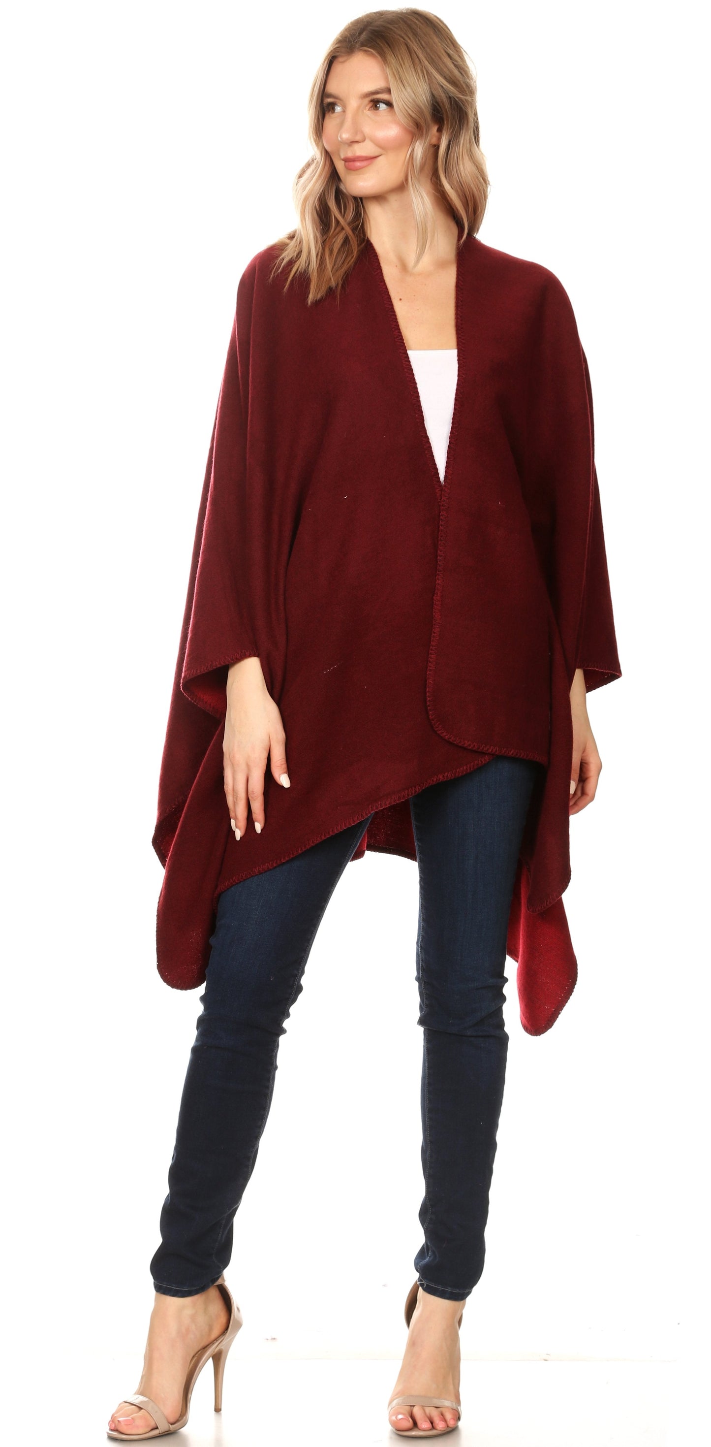 Sakkas Mari Women's Reversible Large Poncho Shawl Wrap Scarf Cape Ruana Blanket - Concordia Style Boutique