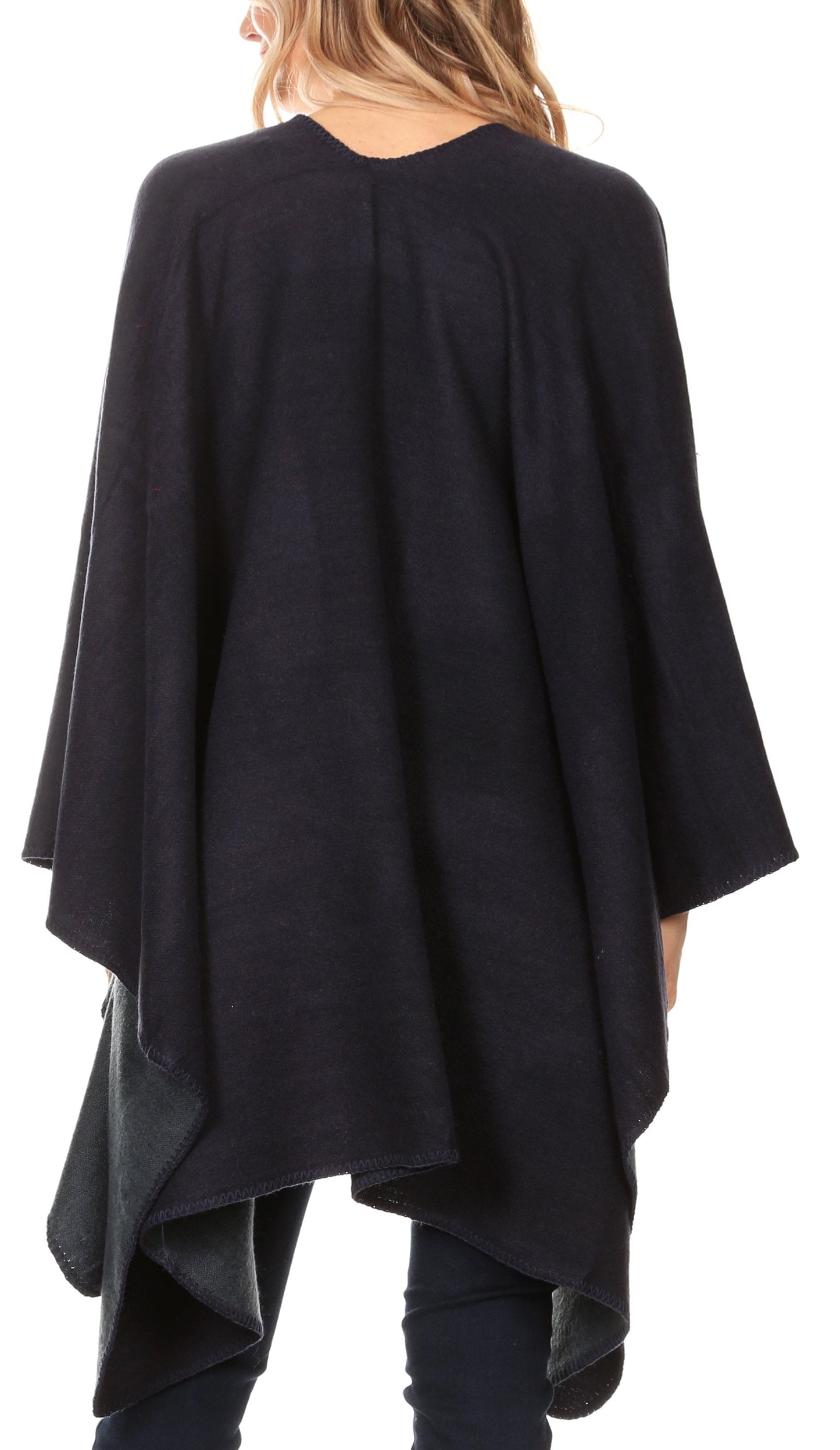 Sakkas Mari Women's Reversible Large Poncho Shawl Wrap Scarf Cape Ruana Blanket - Concordia Style Boutique