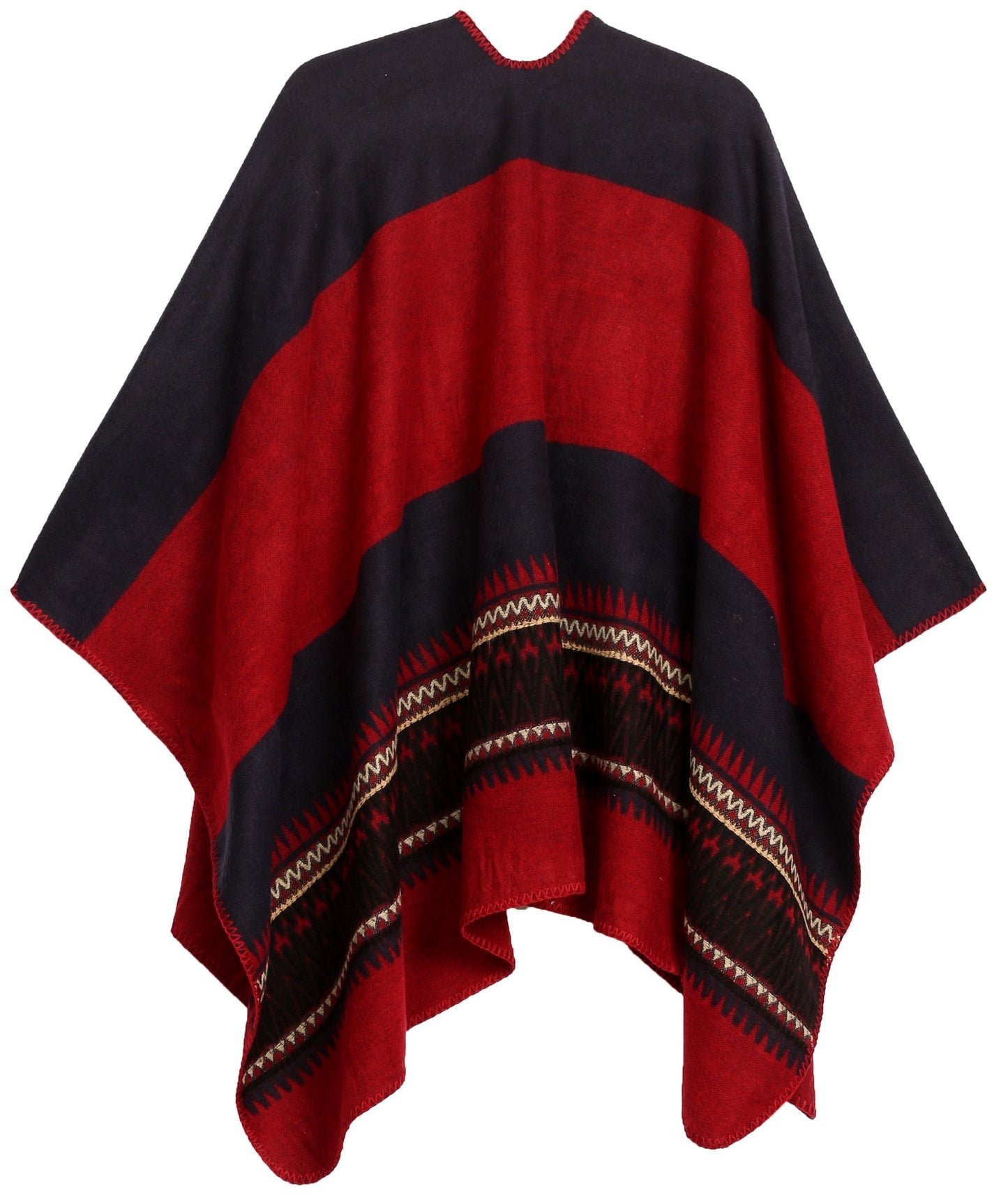 Sakkas Mari Women's Reversible Large Poncho Shawl Wrap Scarf Cape Ruana Blanket - Concordia Style Boutique