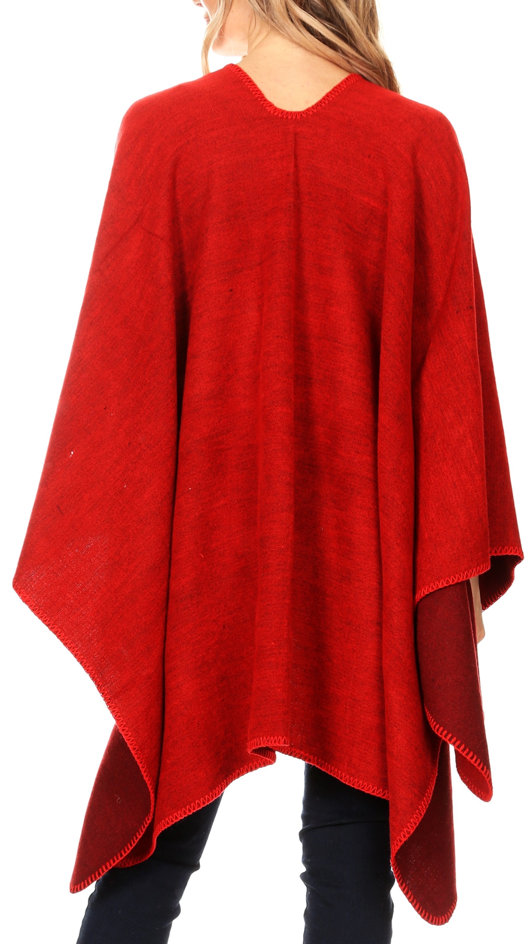 Sakkas Mari Women's Reversible Large Poncho Shawl Wrap Scarf Cape Ruana Blanket - Concordia Style Boutique