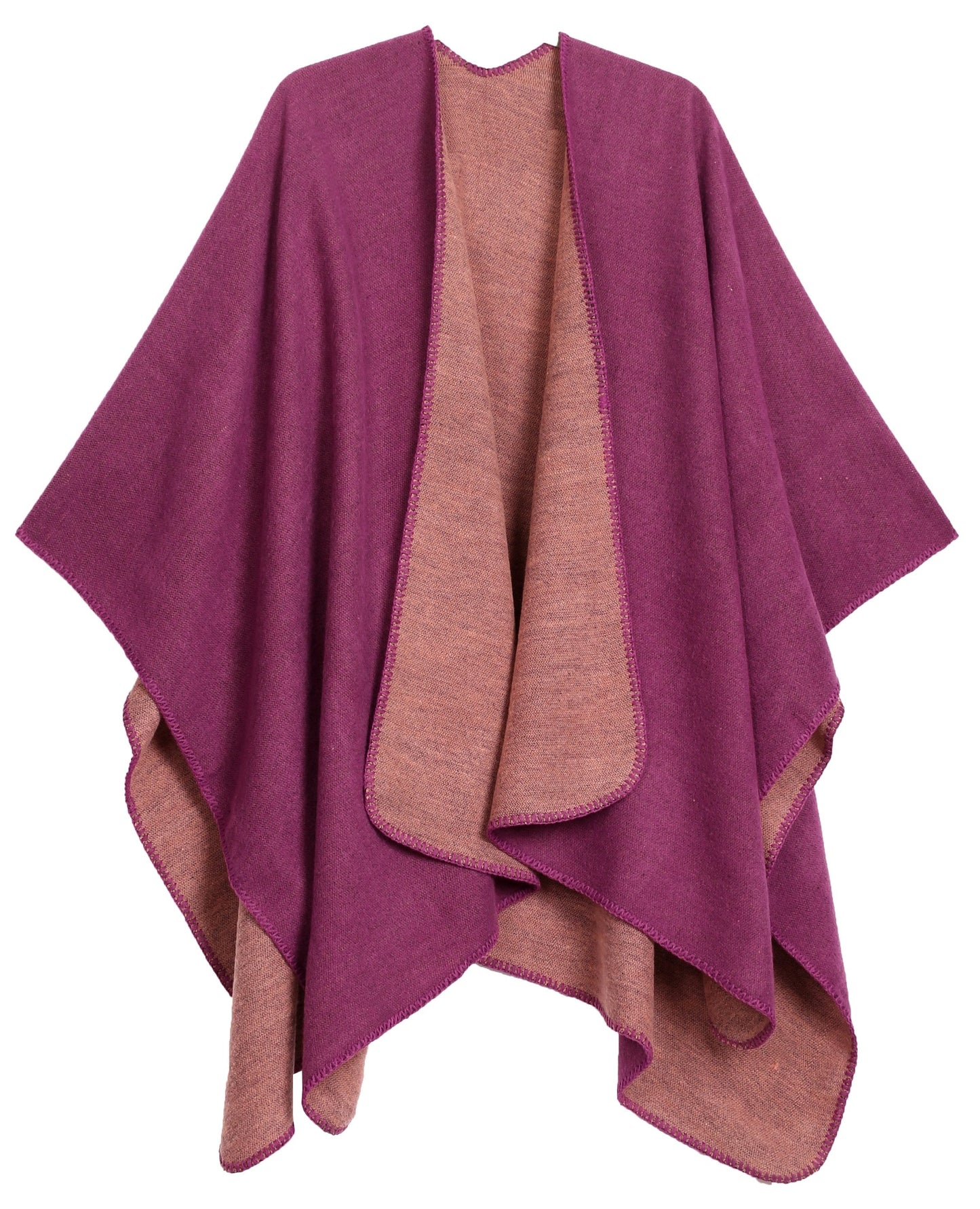 Sakkas Mari Women's Reversible Large Poncho Shawl Wrap Scarf Cape Ruana Blanket - Concordia Style Boutique