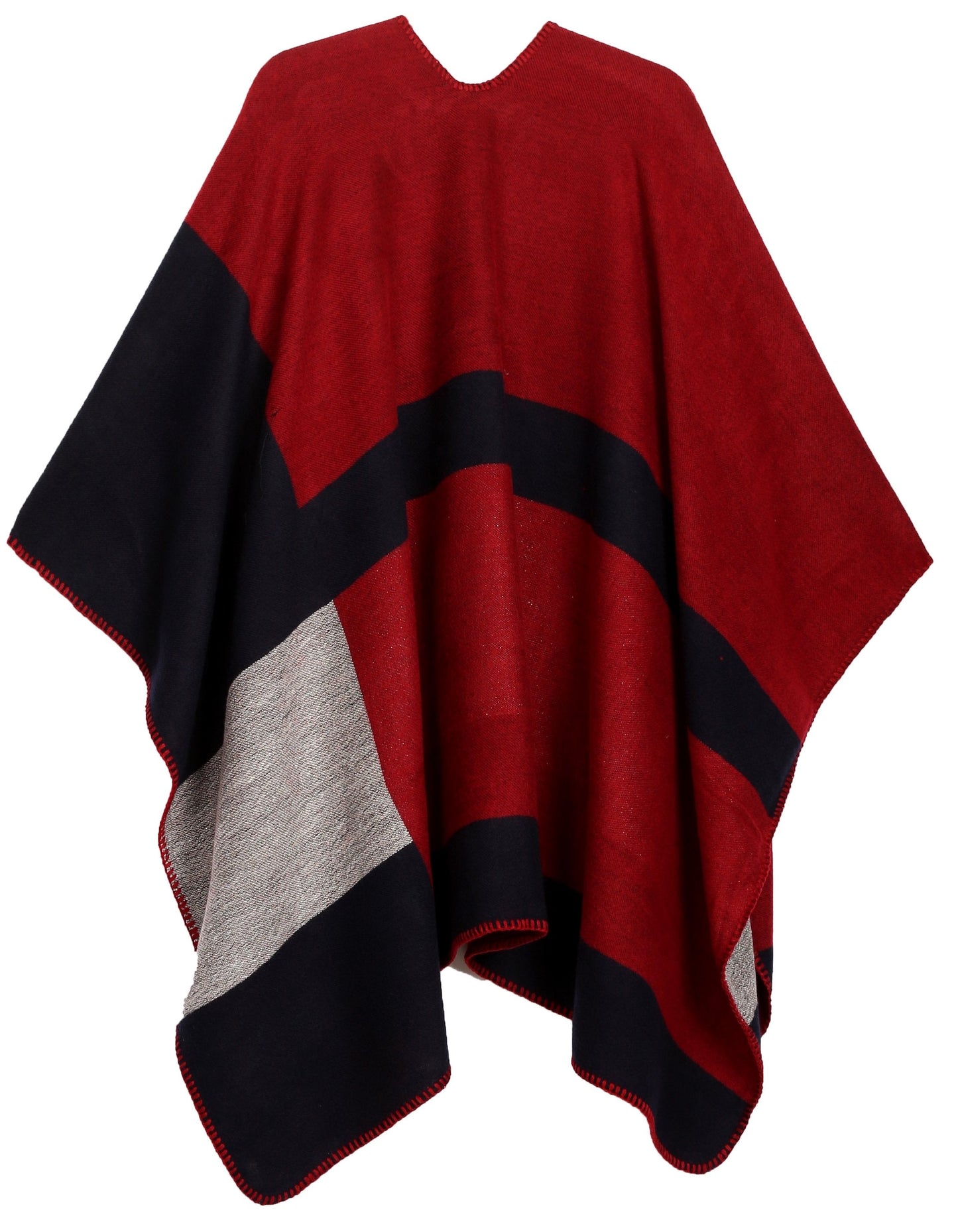 Sakkas Mari Women's Reversible Large Poncho Shawl Wrap Scarf Cape Ruana Blanket - Concordia Style Boutique