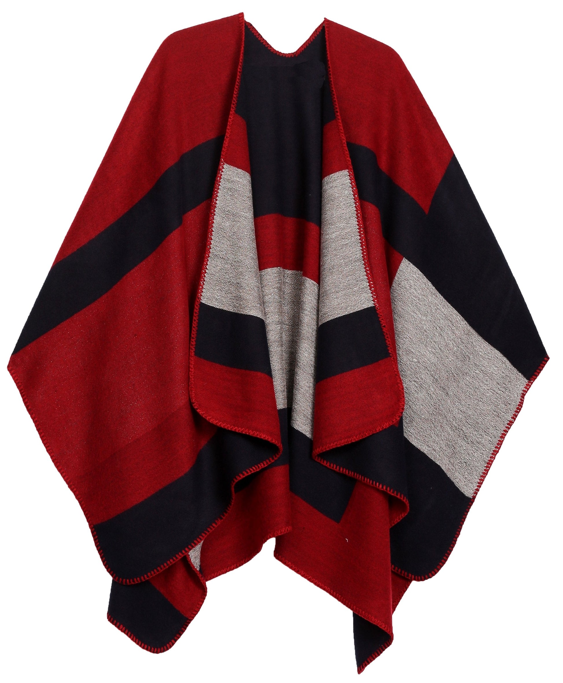 Sakkas Mari Women's Reversible Large Poncho Shawl Wrap Scarf Cape Ruana Blanket - Concordia Style Boutique