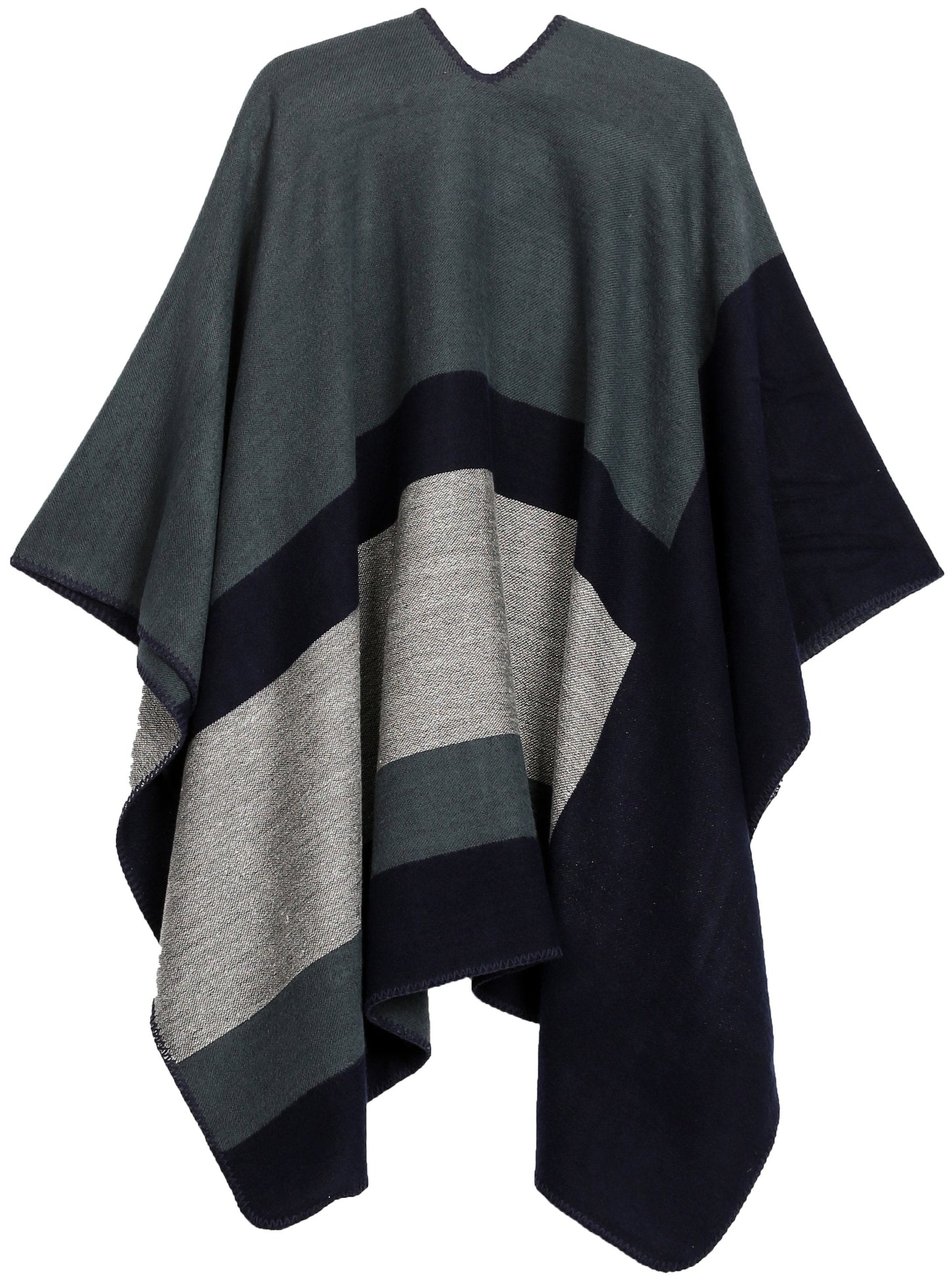 Sakkas Mari Women's Reversible Large Poncho Shawl Wrap Scarf Cape Ruana Blanket - Concordia Style Boutique