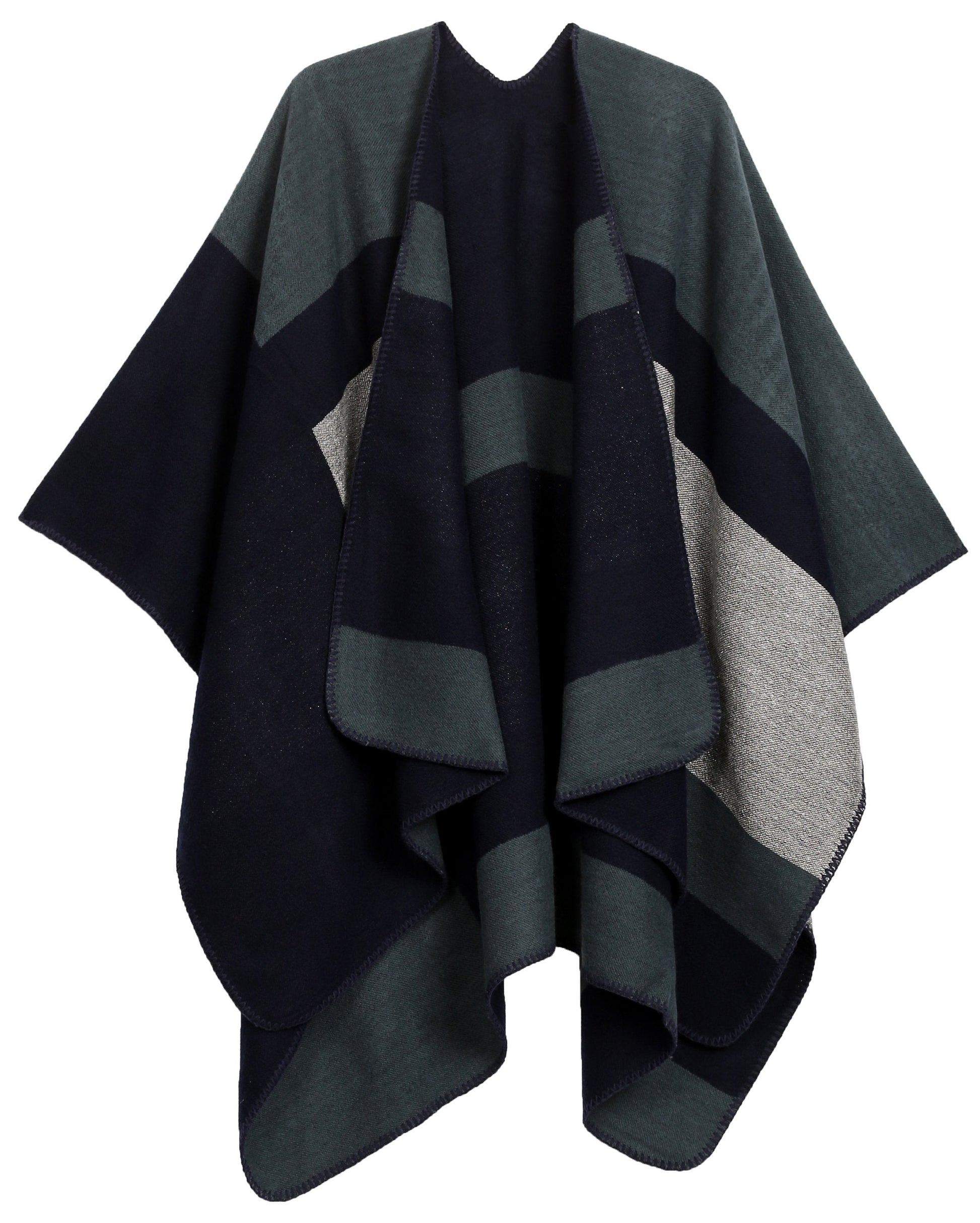Sakkas Mari Women's Reversible Large Poncho Shawl Wrap Scarf Cape Ruana Blanket - Concordia Style Boutique