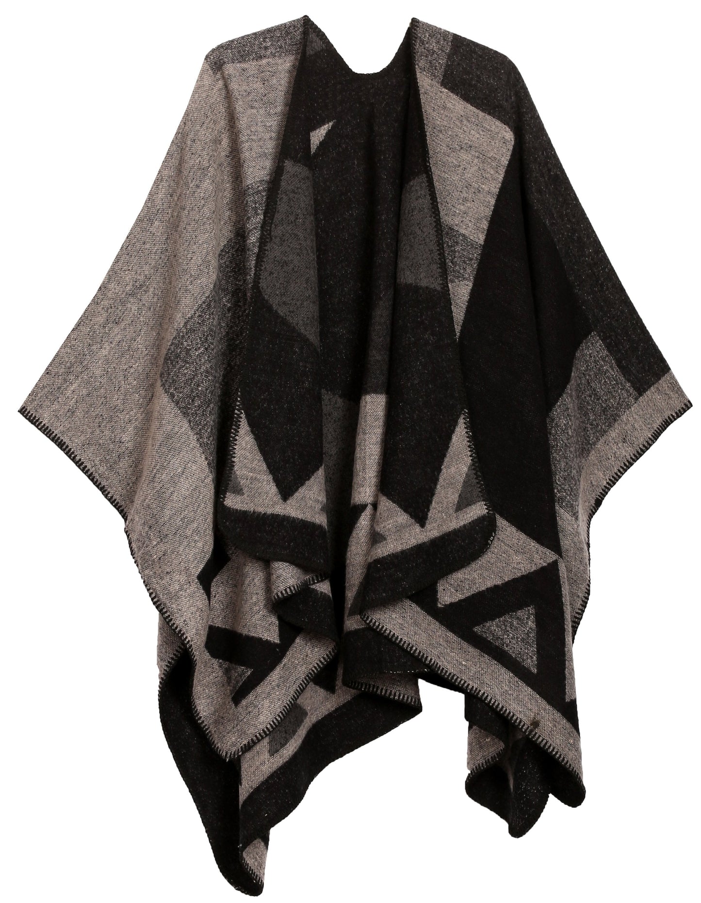 Sakkas Mari Women's Reversible Large Poncho Shawl Wrap Scarf Cape Ruana Blanket - Concordia Style Boutique