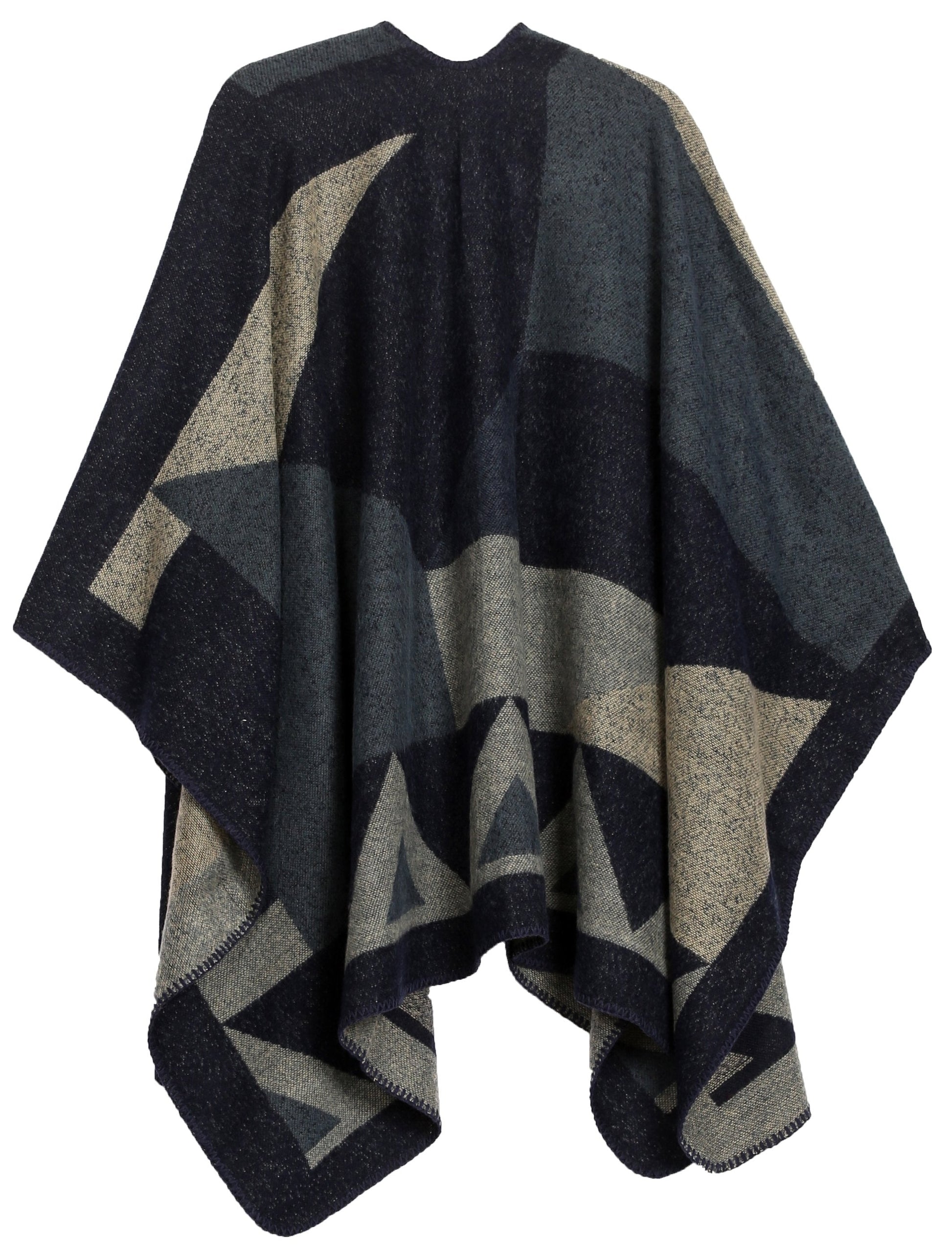 Sakkas Mari Women's Reversible Large Poncho Shawl Wrap Scarf Cape Ruana Blanket - Concordia Style Boutique