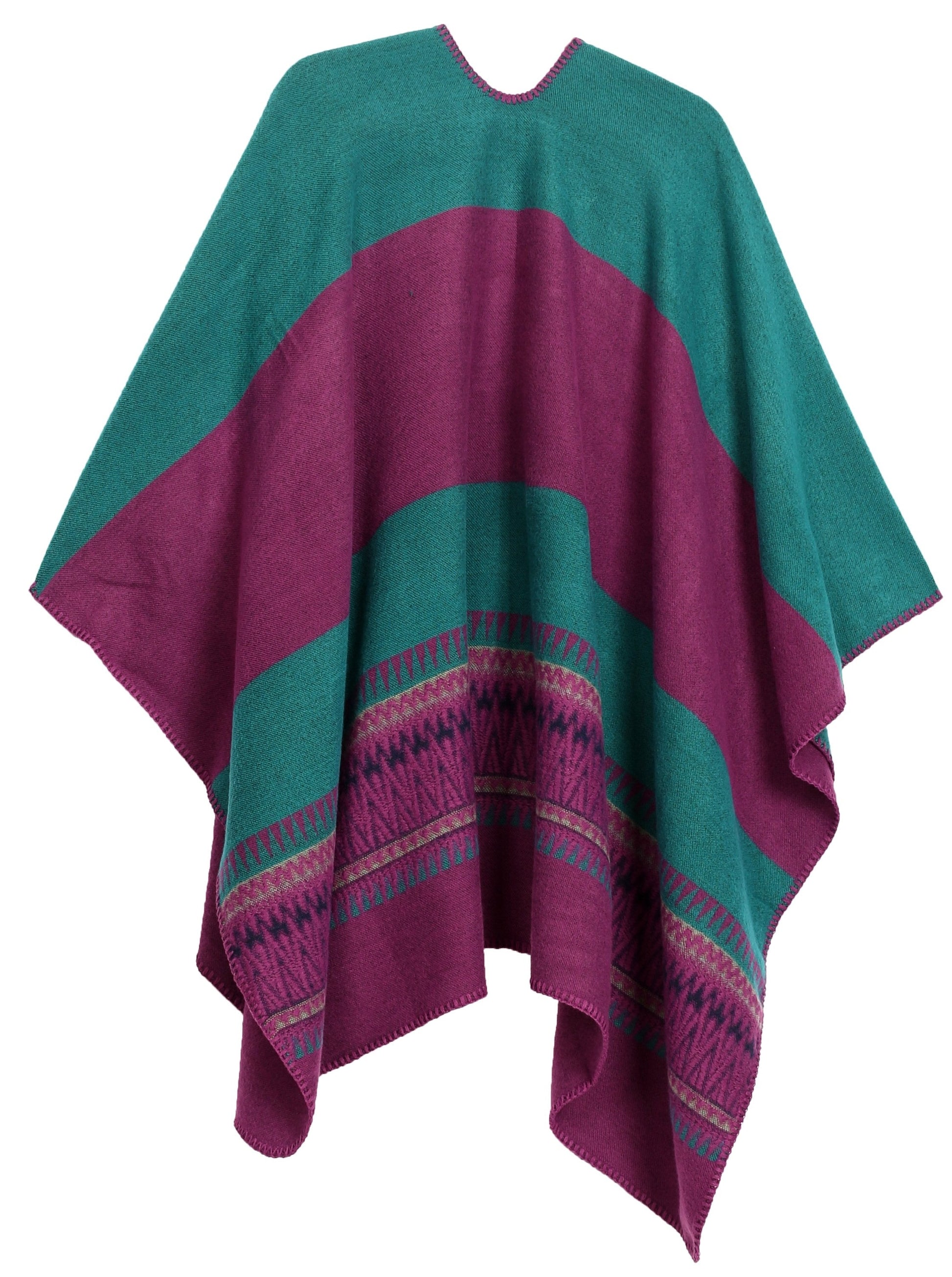 Sakkas Mari Women's Reversible Large Poncho Shawl Wrap Scarf Cape Ruana Blanket - Concordia Style Boutique